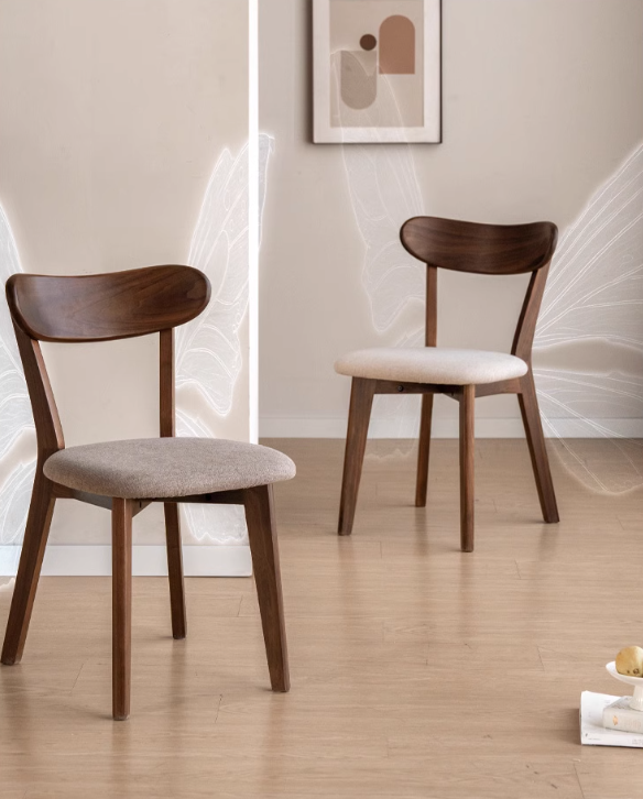 Solid Black Walnut Wood Dining Chairs with Soft Back - Elegant & Comfortable Seating for Home, Restaurant, and Office Use