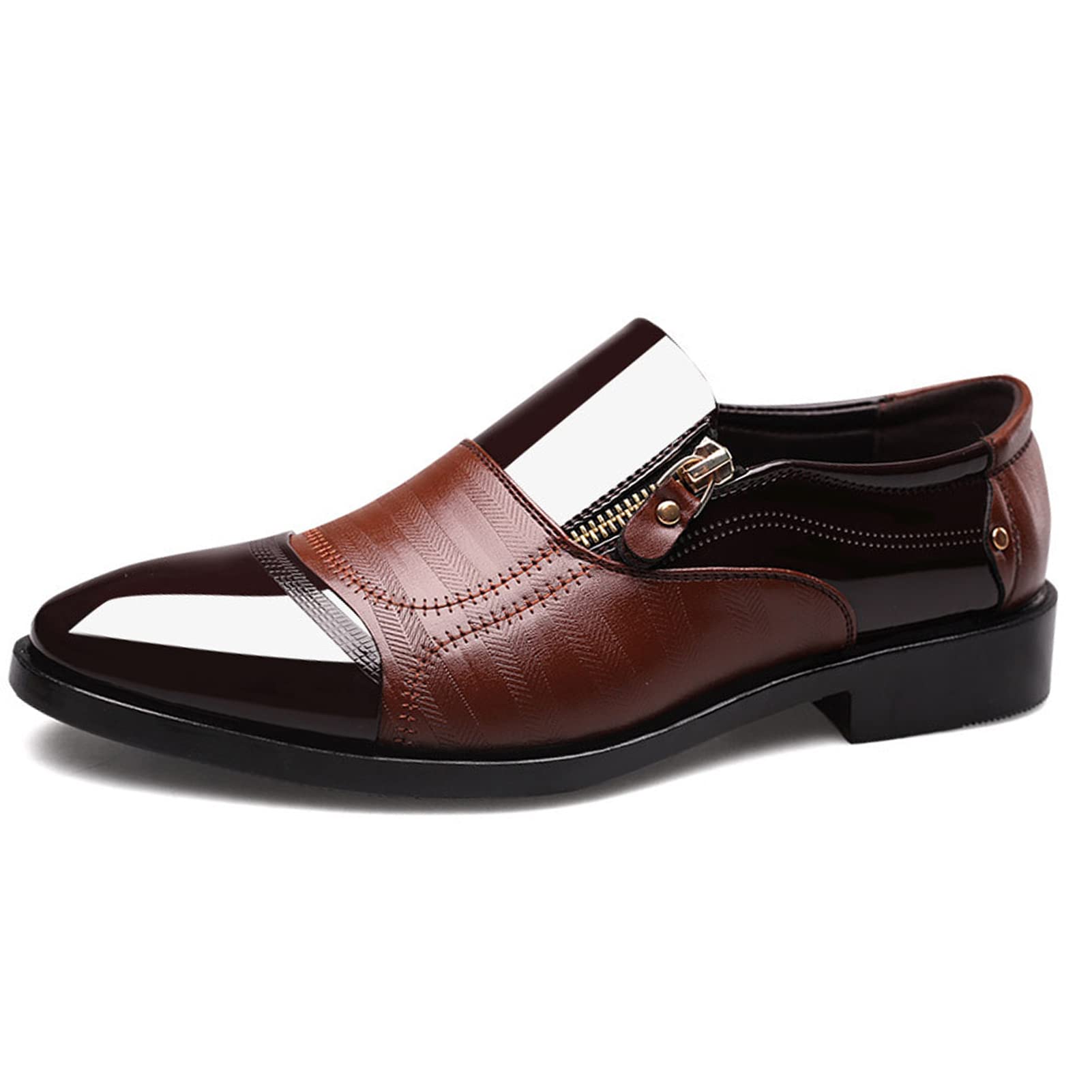 Men's Leather Dress Loafers - Slip On Driving Moccasins for Business & Casual Wear - Comfortable Oxford Brogue Shoes for Work, Office & Travel