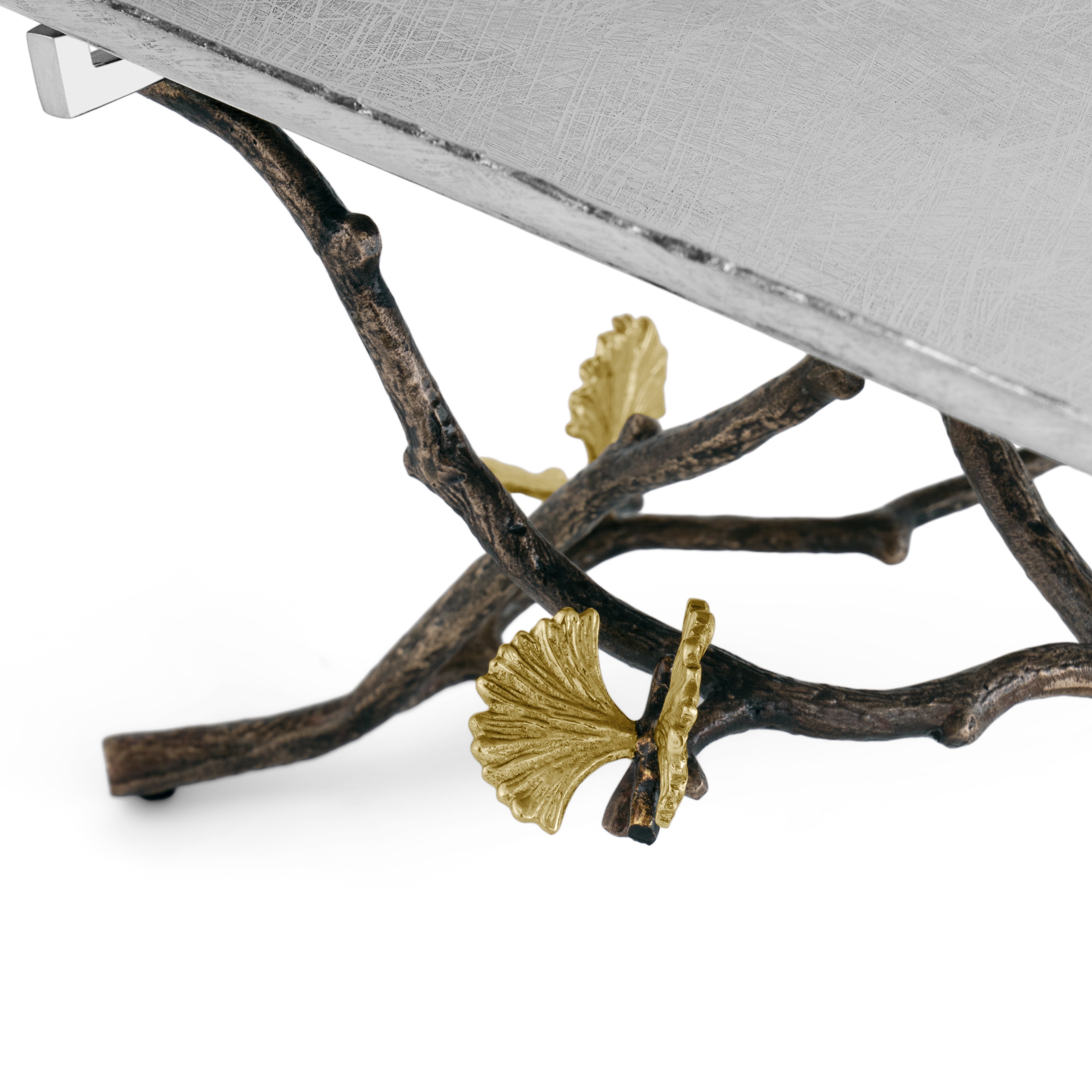 Butterfly Ginkgo Leaf Design Decorative Tray with Feet - Elegant Serving Tray for Tea, Coffee, Jewelry & Home Decor