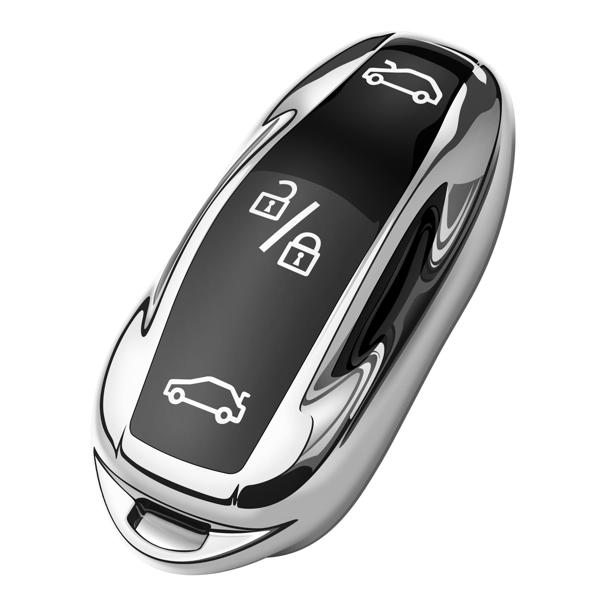 Premium Tesla Key Fob Cover - Durable Key Shell Protection Case Compatible with Model 3/Y/S (Silver) | Anti-Scratch & Shockproof Design | Perfect for Daily Use, Travel & Outdoor Activities