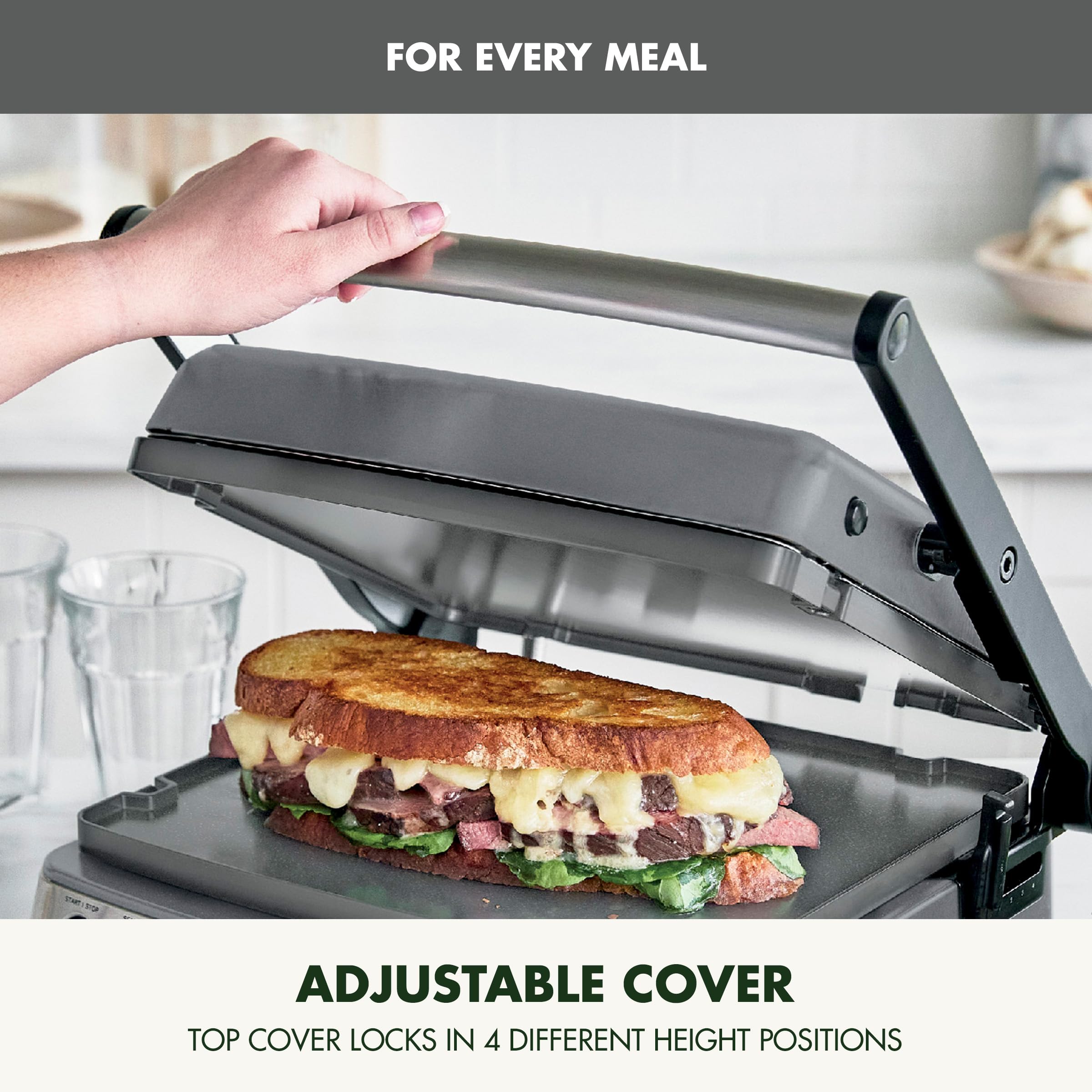 GreenPan Elite 7-in-1 Multi-Function Contact Grill & Griddle - Healthy Ceramic Nonstick Aluminum Surface with Interchangeable Grill & Waffle Plates - Adjustable Temperature Control for Perfect Cooking - PFAS-Free & Eco-Friendly - Ideal for Paninis, Waffles, Burgers & Family Breakfasts