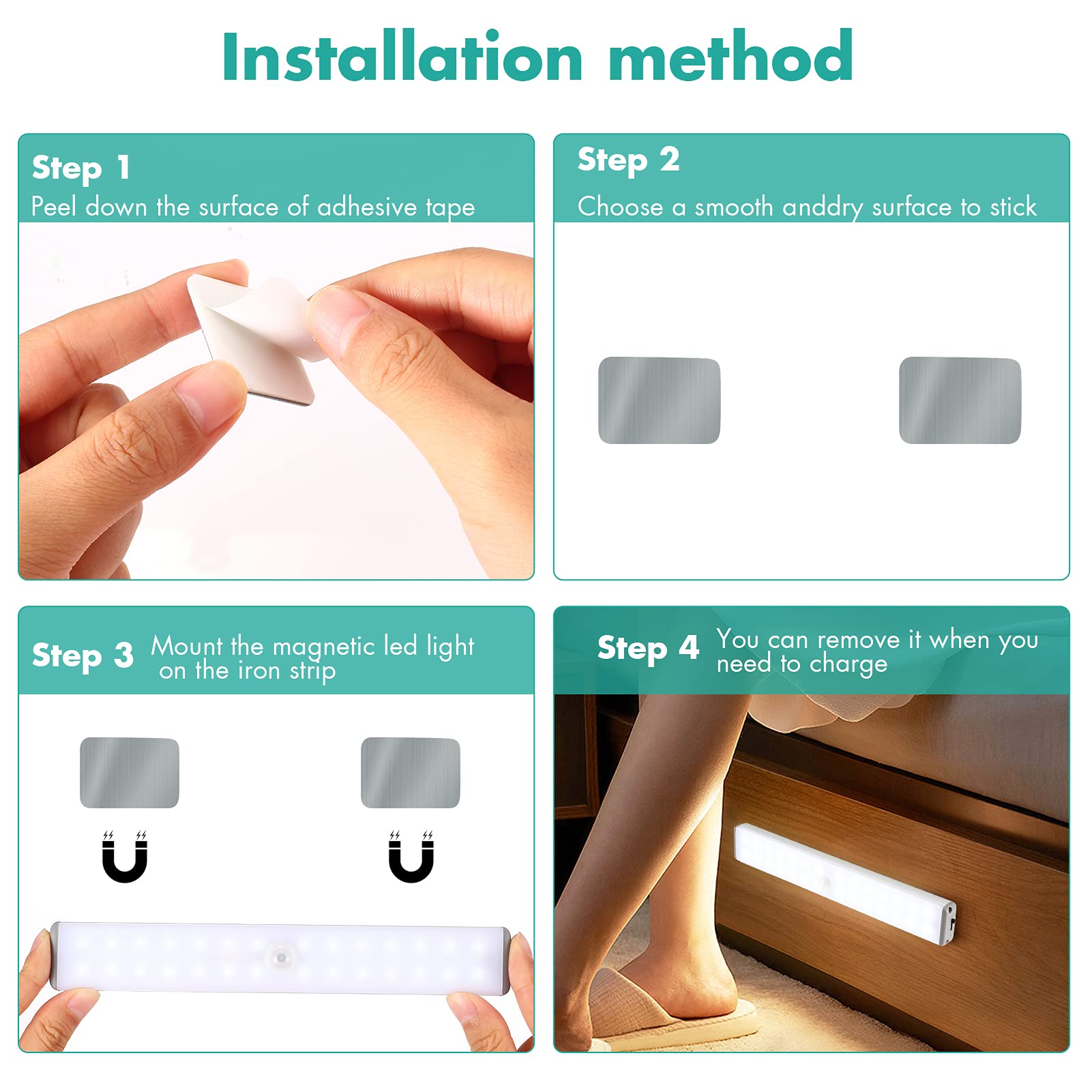 28 LED Motion Sensor Closet Light - Battery Operated Stick-On Under Cabinet Lighting for Hallway, Stairway & Night Use | Homelife Wireless LED Night Lamp for Closets, Wardrobes & Dark Spaces