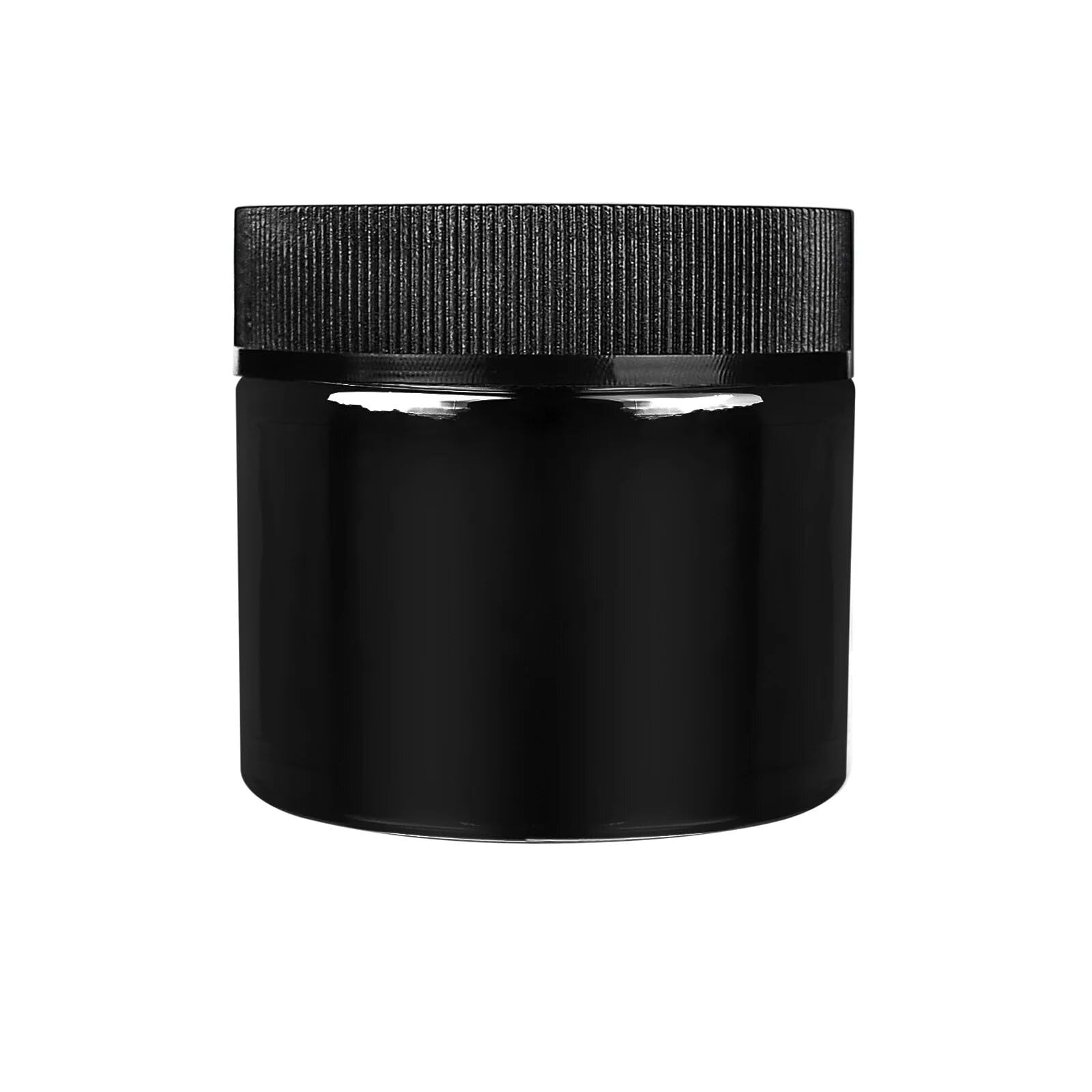 10oz Thick Black Glass Jars with Black Lids - 14 Grams (72 Count) - Airtight Containers for Essential Oils, Lip Balm, Wax, Cosmetics - Refillable Mini Jars Perfect for Travel, Samples, DIY Projects & Home Organization