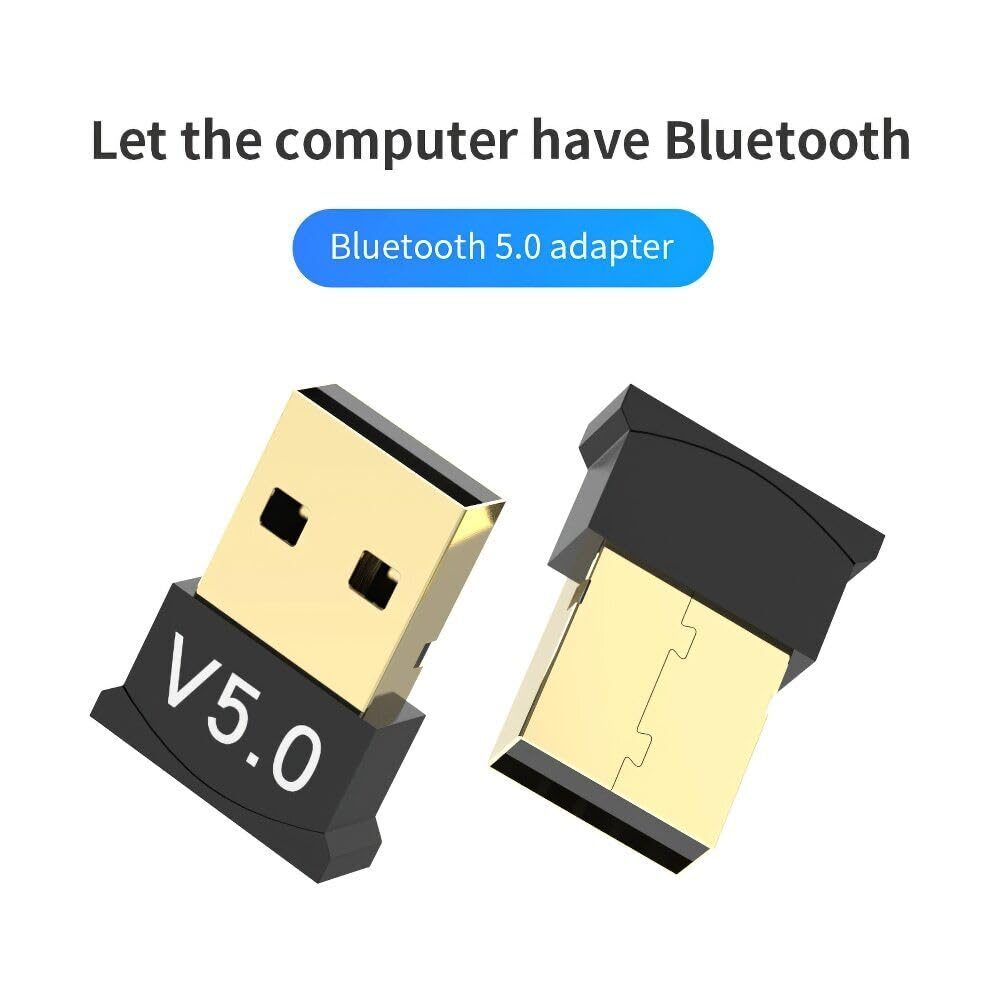 USB Car Bluetooth 5.0 Adapter - Wireless Mini Dongle Transmitter for PC, Laptop, Headset, Speaker, Keyboard, Mouse & Printer - Plug & Play with Windows 10/11 Support - Perfect for Hands-Free Calling & Wireless Audio in Car or Office