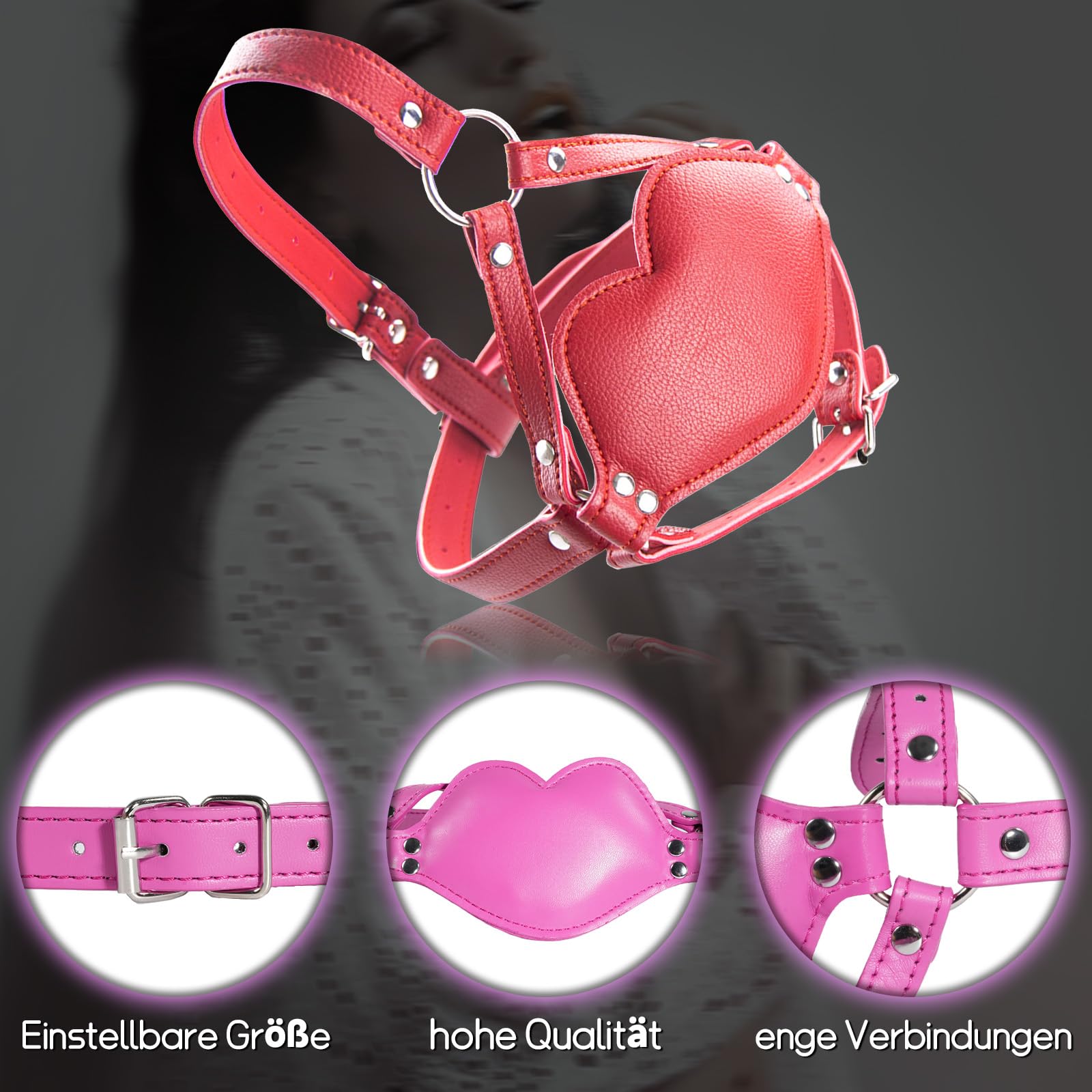 Adjustable Leather Bondage Gag with Silicone Dildo - Pink Erotic Sex Toy for BDSM, Fetish Play, Couples & Adults - Perfect for Roleplay, Spice Up Intimacy & Sensual Exploration