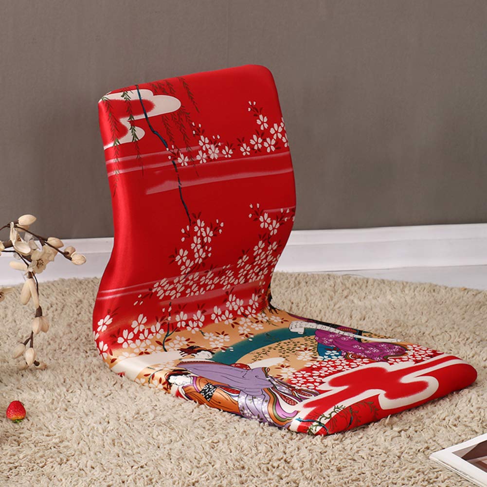 Comfortable Floor Chair with Padded Memory Foam - Legless Tatami Style Seat with Print Pattern - Yoga Backrest & Cushioned Support - Perfect for Meditation, Reading, Gaming & Relaxing at Home