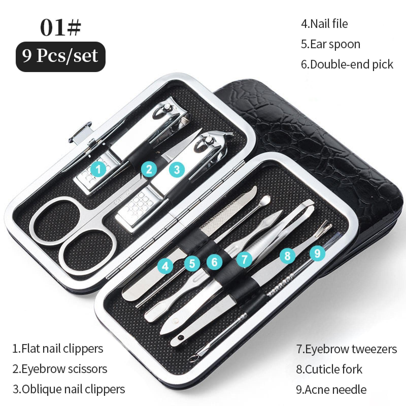 Premium Stainless Steel Nail Clipper Set - 12pcs Manicure & Pedicure Kit with Ear Spoon - Professional Nail Art Tools for Home Salon & Travel Grooming