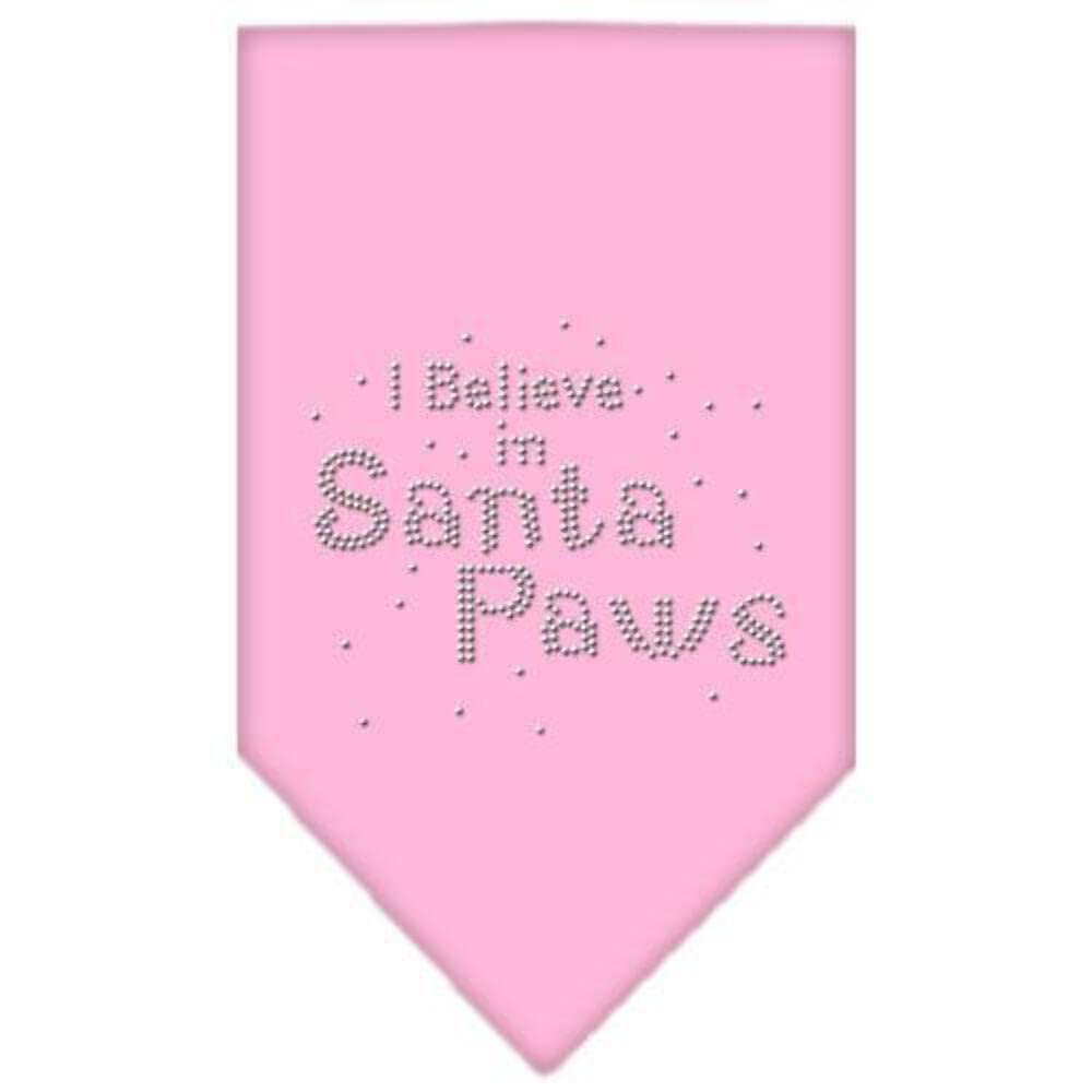 Sparkling Rhinestone Christmas Pet Bandana - 'I Believe In Santa Paws' Lime Green Small Dog Scarf for Holiday Photos & Festive Parties