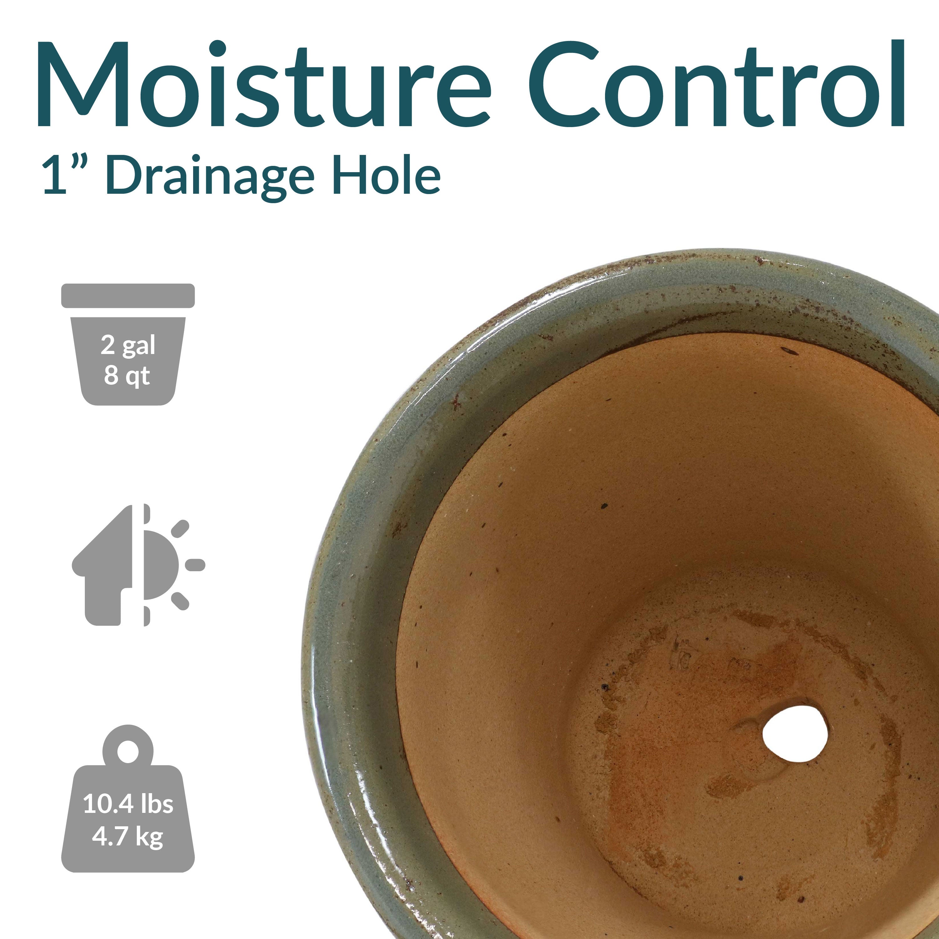 Premium Glazed Ceramic Plant Pots with Drainage Holes - Set of 2 Indoor/Outdoor Flower Planters for Home Decor, Garden & Patio