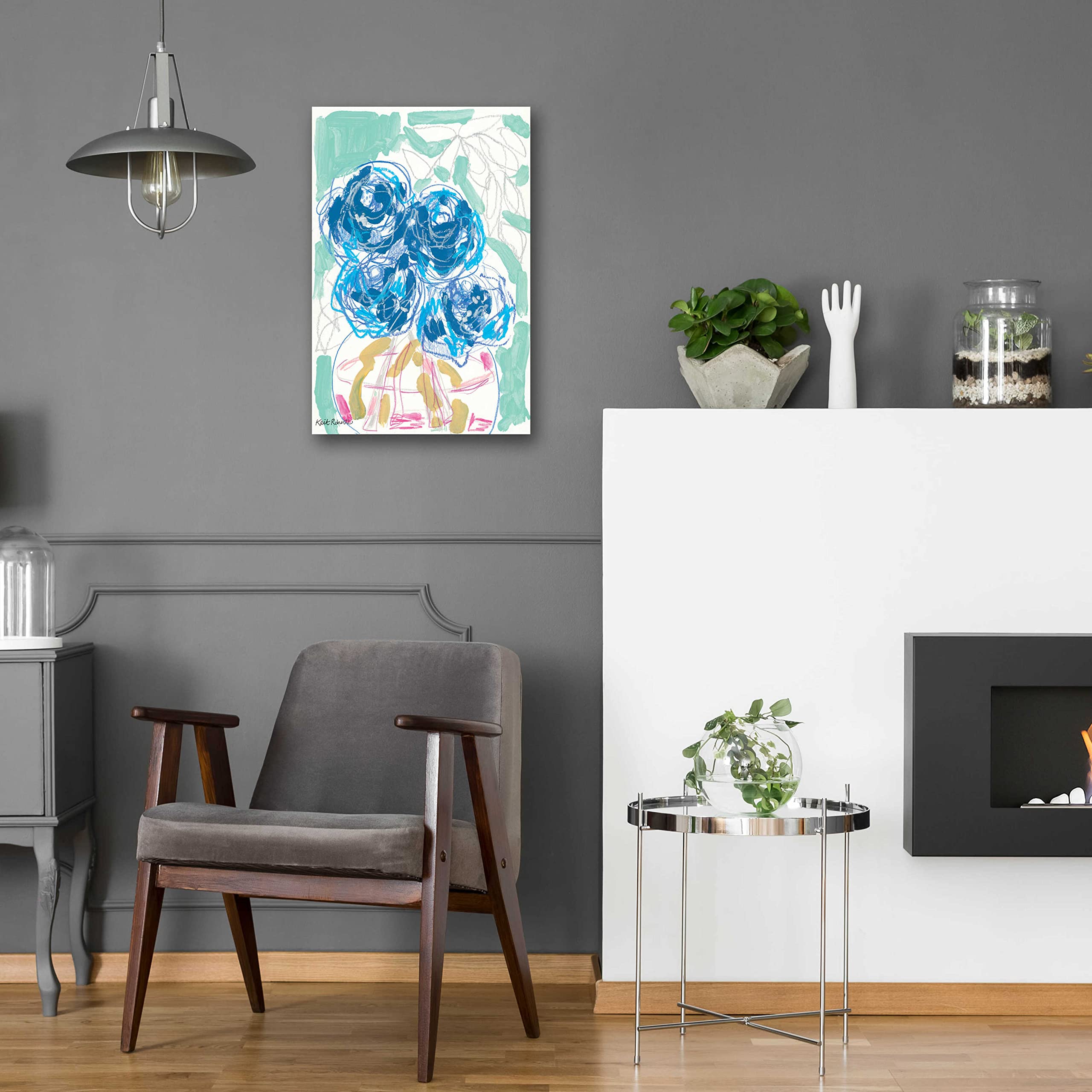 Kait Roberts 'Nightstand Blooms in Water' Acrylic Glass Wall Art - 16x24 Inches Modern Home Decor for Living Room, Bedroom & Office