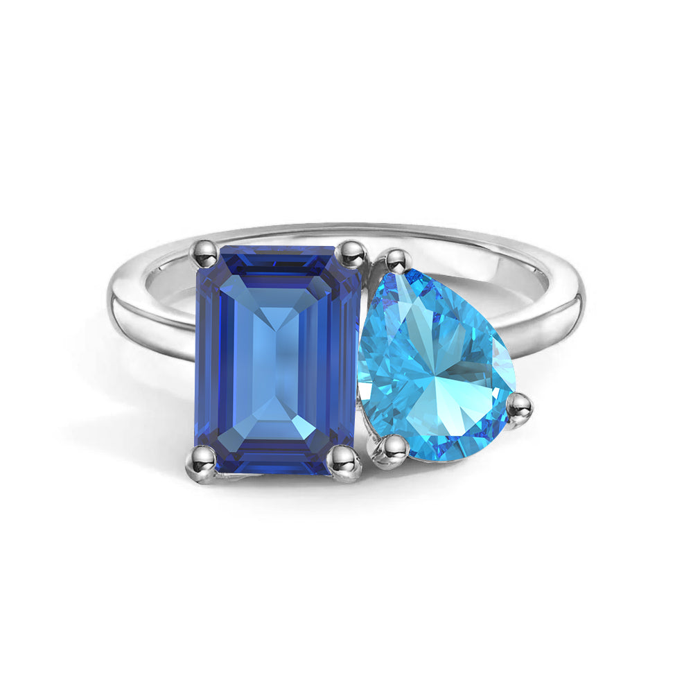 Toi et Moi Personalized Sapphire Birthstone Ring | Custom Anniversary Jewelry Gift for Her | Perfect for Weddings, Engagements & Romantic Occasions