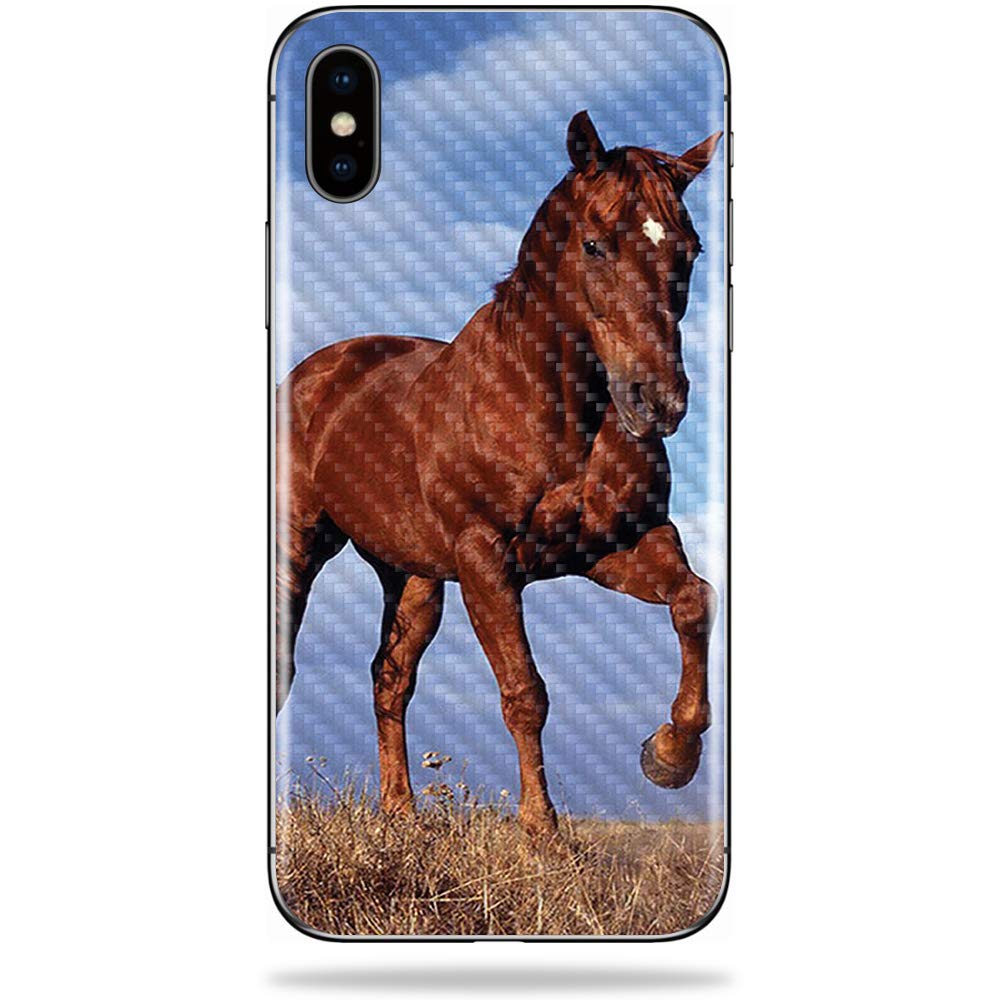Premium Carbon Fiber Skin for Apple iPhone X - Horse Design | Protective & Durable Textured Cover | Easy to Apply & Remove | Made in USA | Perfect for Daily Use, Travel & Outdoor Activities