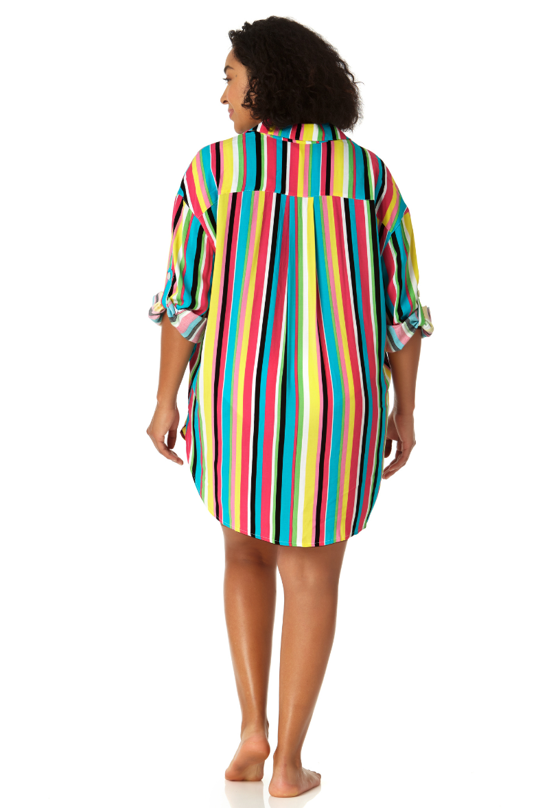 Anne Cole Plus Women's Button Down Shirt Swimsuit Cover Up - Stylish Beachwear for Poolside, Vacation & Summer Outfits