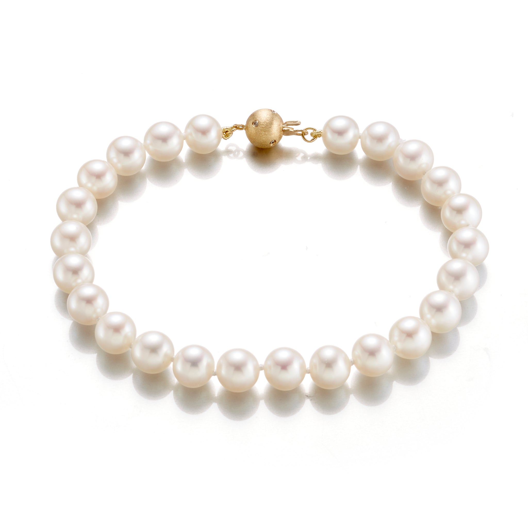 7mm White Pearl Bracelet with Diamond Clasp - Elegant Women's Jewelry for Weddings, Parties & Special Occasions