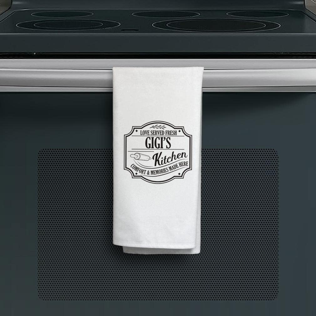Gigi's Kitchen Comfort Inspirational Tea Towels 2-Pack - White Decorative Dish Towels for Cooking, Baking & Home Decor