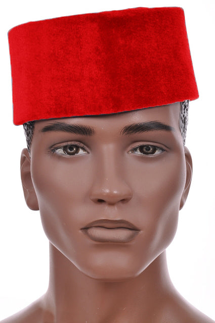 Dupsie's Red African Velvet Senator Hat for Men - Premium Traditional Nigerian Cap - Perfect for Weddings, Cultural Events & Special Occasions (DPH612)
