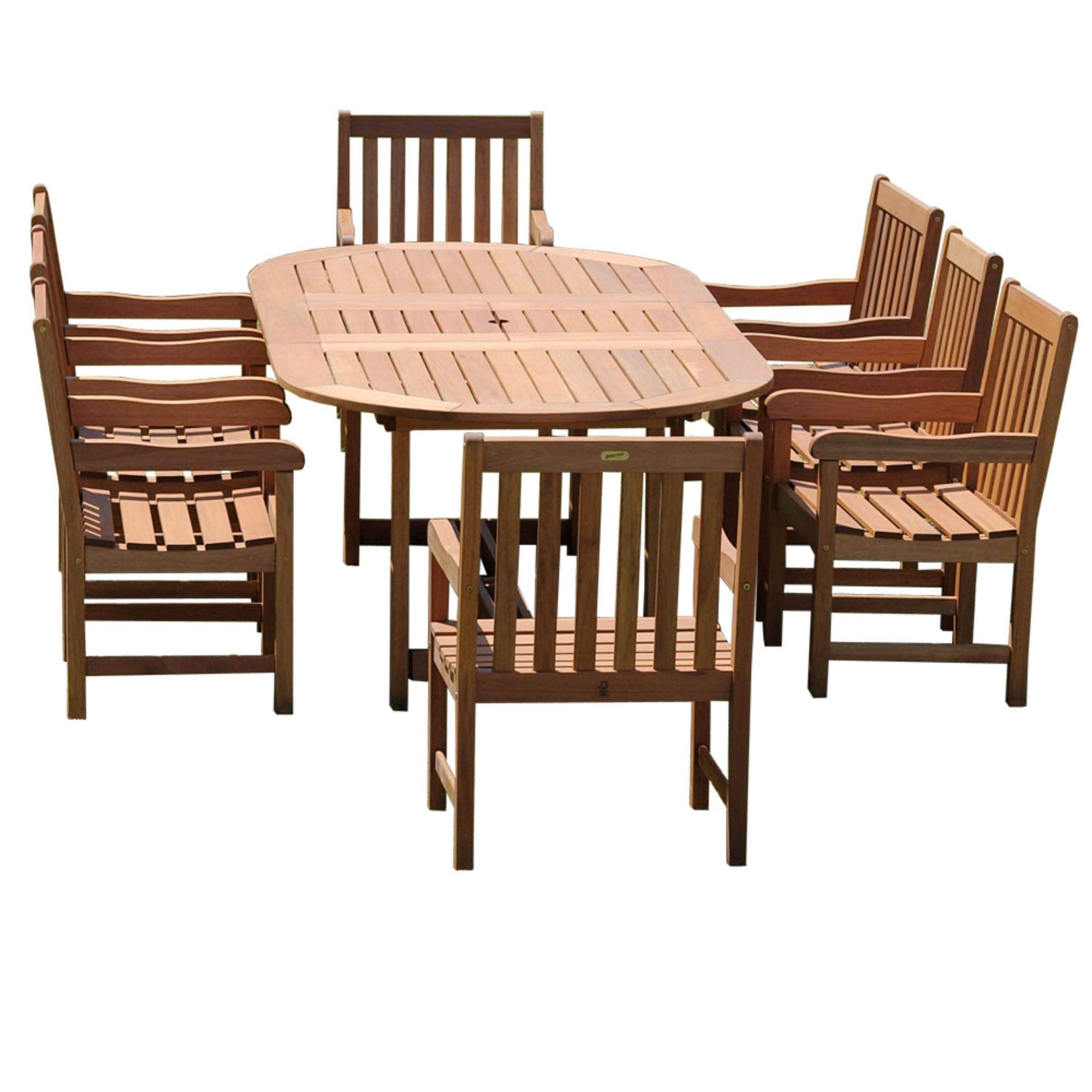 9-Piece Brown Milano Eucalyptus Grand Oval Extendable Deluxe Outdoor Patio Dining Set 71