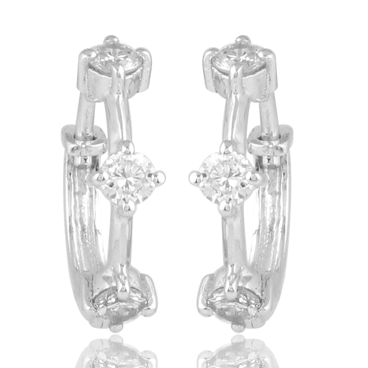 18K White Gold Pave Diamond Hoop Earrings for Women - Sparkling Anniversary Gift for Her - Perfect for Date Nights, Weddings & Special Occasions