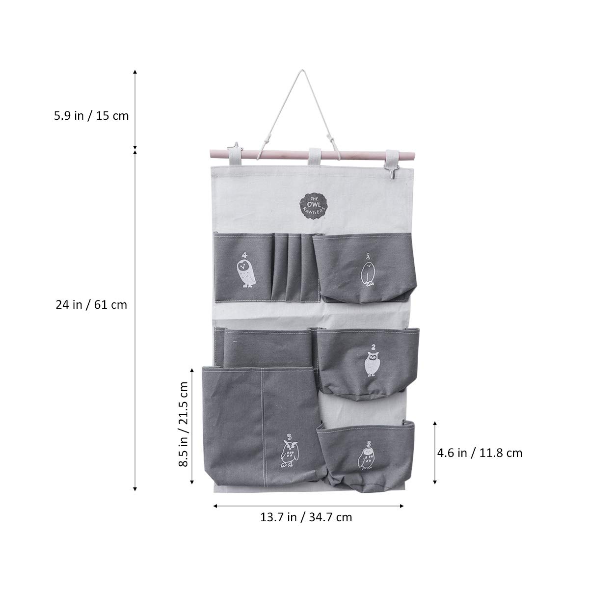 Fashion Wall Hanging Storage Organizer with Multiple Pockets - Over The Door Hanging Closet Organizer for Magazines, Accessories & Home Organization (Grey) - Perfect for Bedroom, Closet & Bathroom Storage Solutions