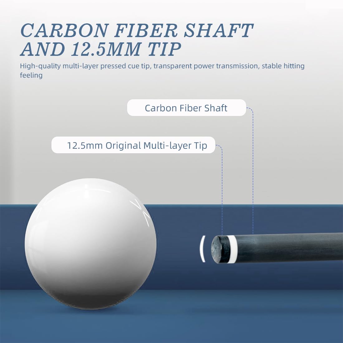 KONLLEN 58-inch Professional Carbon Fiber Pool Cue Stick - Low Deflection Billiard Cue with 12.5mm Tip for Adults | Full Carbon Technology, Pro Taper & Ultra-Smooth Finish | Perfect for Competitive Play, Home Game Rooms & Pool Halls