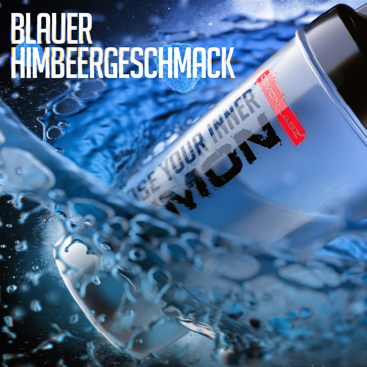 Pre Workout Demon - Blue Raspberry Booster with Creatine & Caffeine for Gym Energy - Made in Germany
