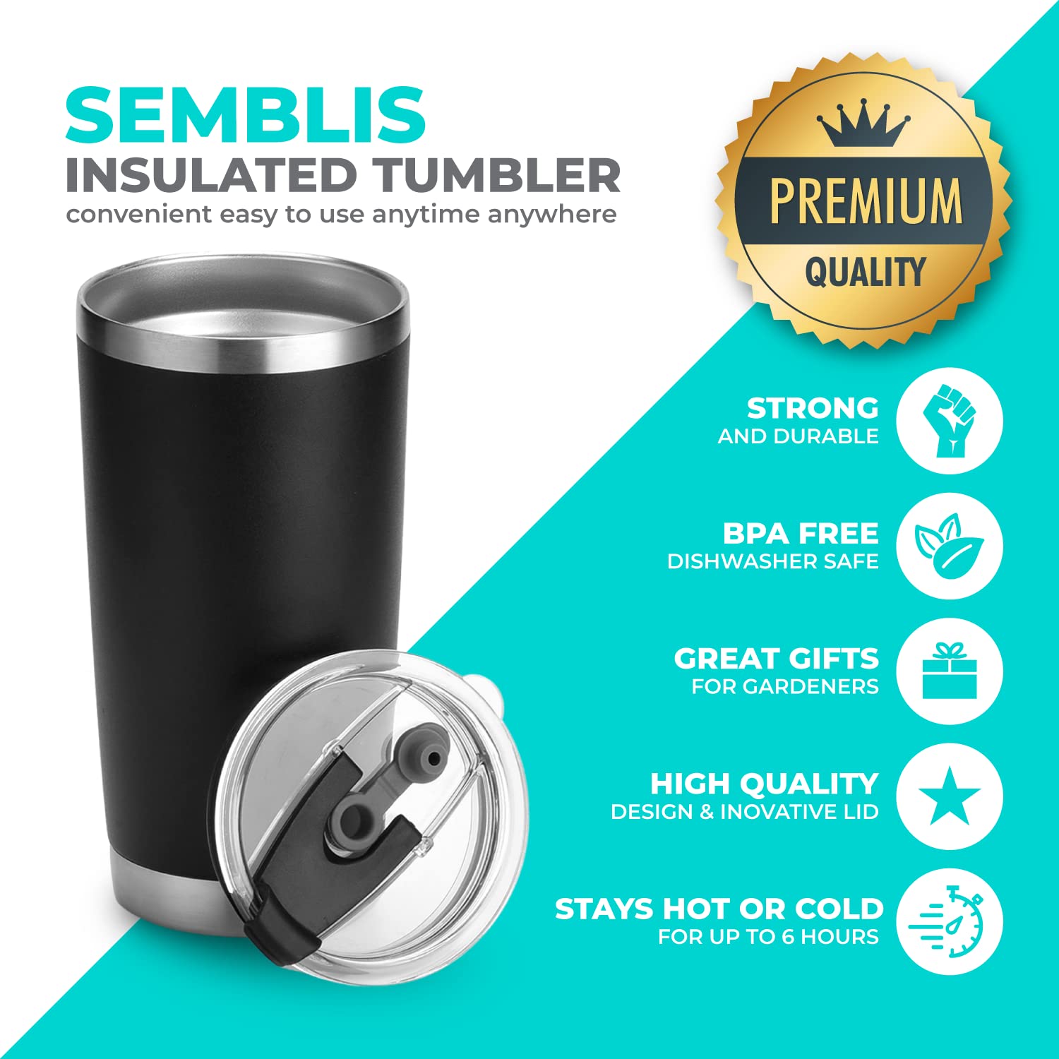20oz Insulated Coffee Tumbler - Perfect Gardening Gift for Women & Men - Funny Plant Lover Gift for Mom or Dad - Leakproof Travel Mug for Coffee, Tea & Cold Drinks - Great for Gardening, Office & Outdoor Activities