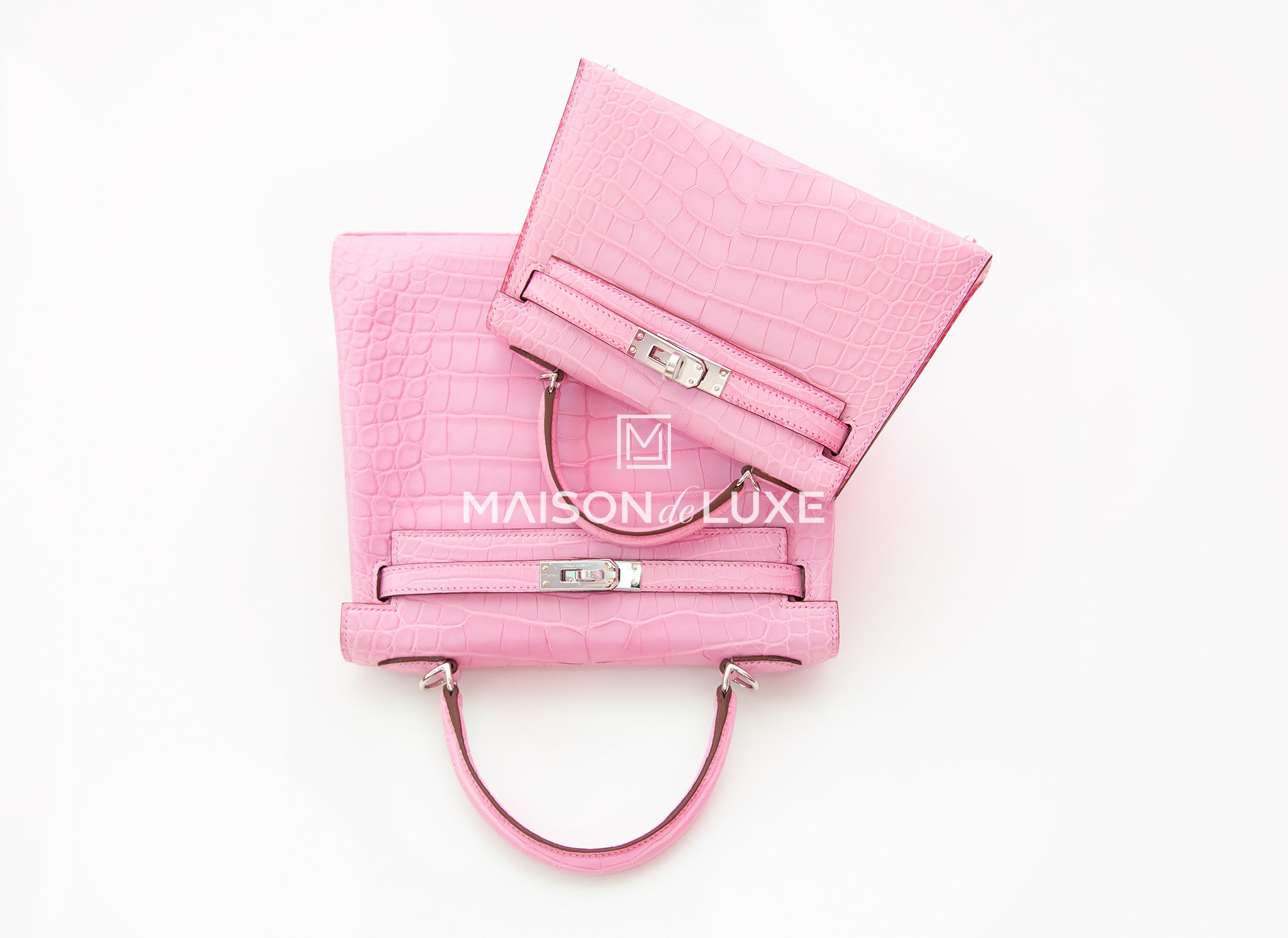 Hermes Mini Kelly II 20 Bag 5P Bubblegum Pink Matte Alligator Leather Crossbody Bag - Luxury Handbag for Women, Perfect for Parties & Special Occasions