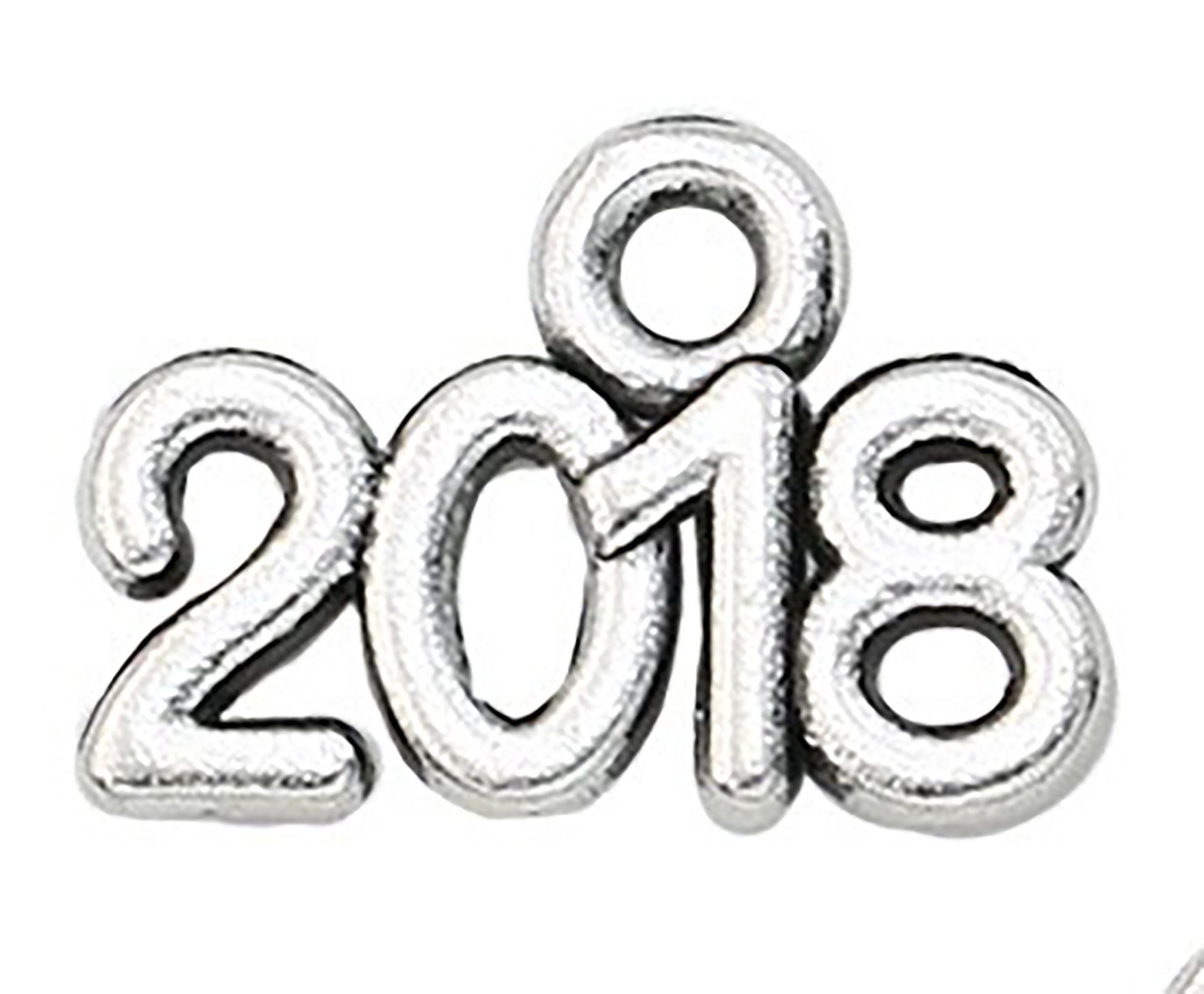 2018 Silver Charm with Free Surprise Charm by Mossy Cabin - Compatible with Large Hole Snake Chain Bracelets, Necklaces, Pendants & Keychains | Perfect for Jewelry Making, Gifts & Everyday Wear