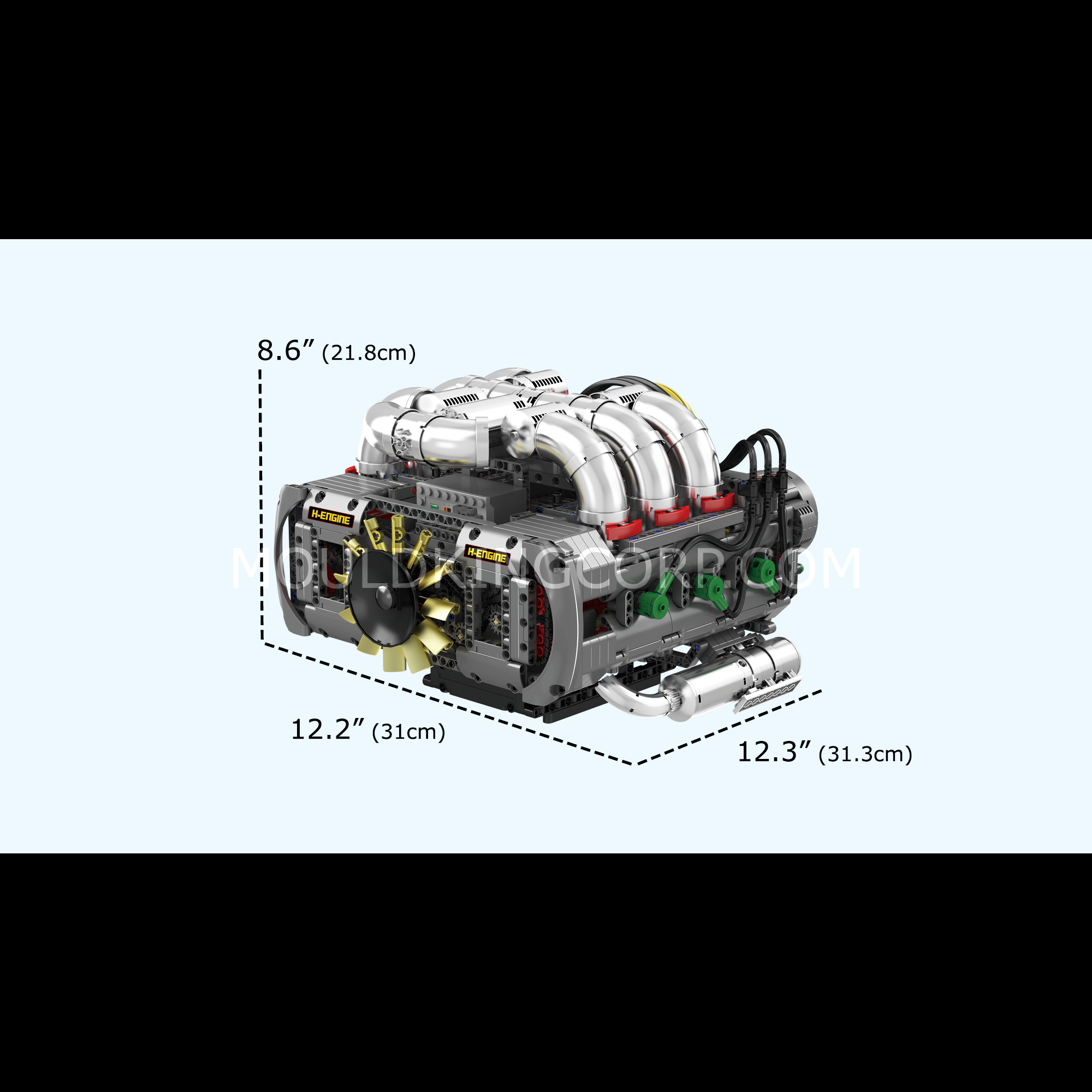 Mould King 10181 Motorized Flat 6 Engine Building Kit - 2,375 Piece STEM Toy for Adults & Teens | DIY Model Engine Kit for Car Enthusiasts & Engineering Hobbyists | Perfect for Home Display, Educational Projects & Gift Giving