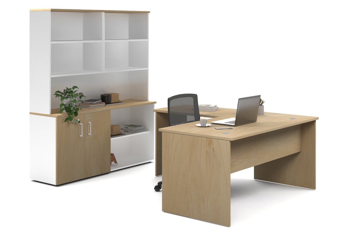 L-Shaped Executive Desk with Uniform Panel & White Carcass - 1600L x 1600W - Perfect for Home Office, Corporate Workspace & Modern Office Decor