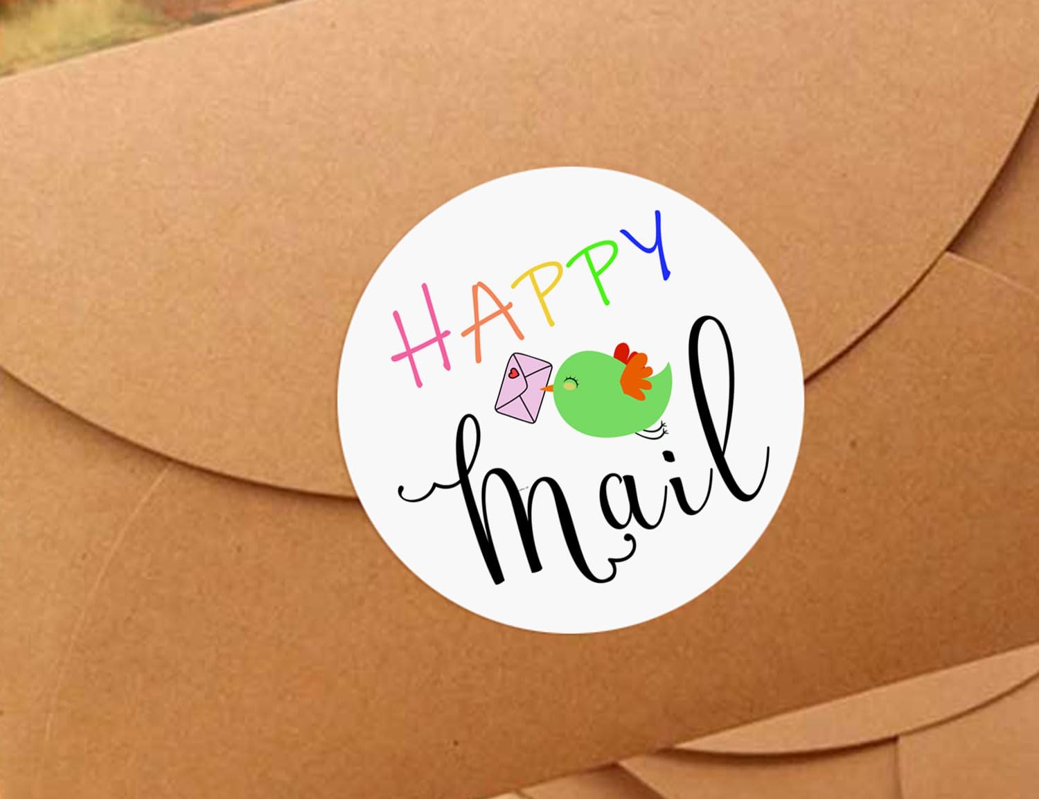 120pcs Happy Mail Stickers - Cute Heart-Shaped Package Labels for Envelopes (1.6 Inch) | Perfect for DIY Scrapbooking, Gift Wrapping & Letter Sealing | Adhesive Decorative Stickers for Mail Art & Craft Projects