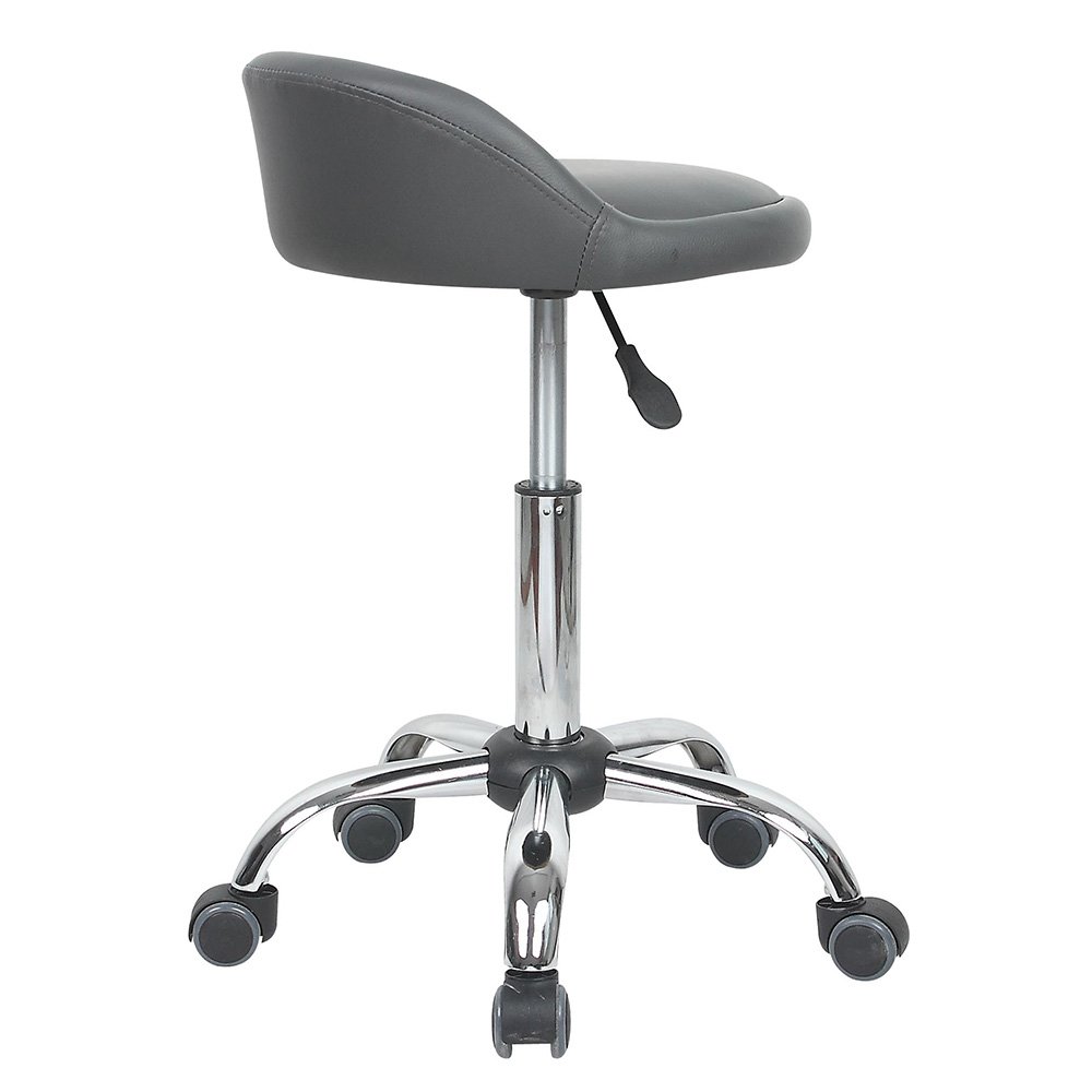 Juno Adjustable Height Rolling Stool with Wheels - Gray Ergonomic Office Chair for Dentists, Salon Stylists & Industrial Workstations