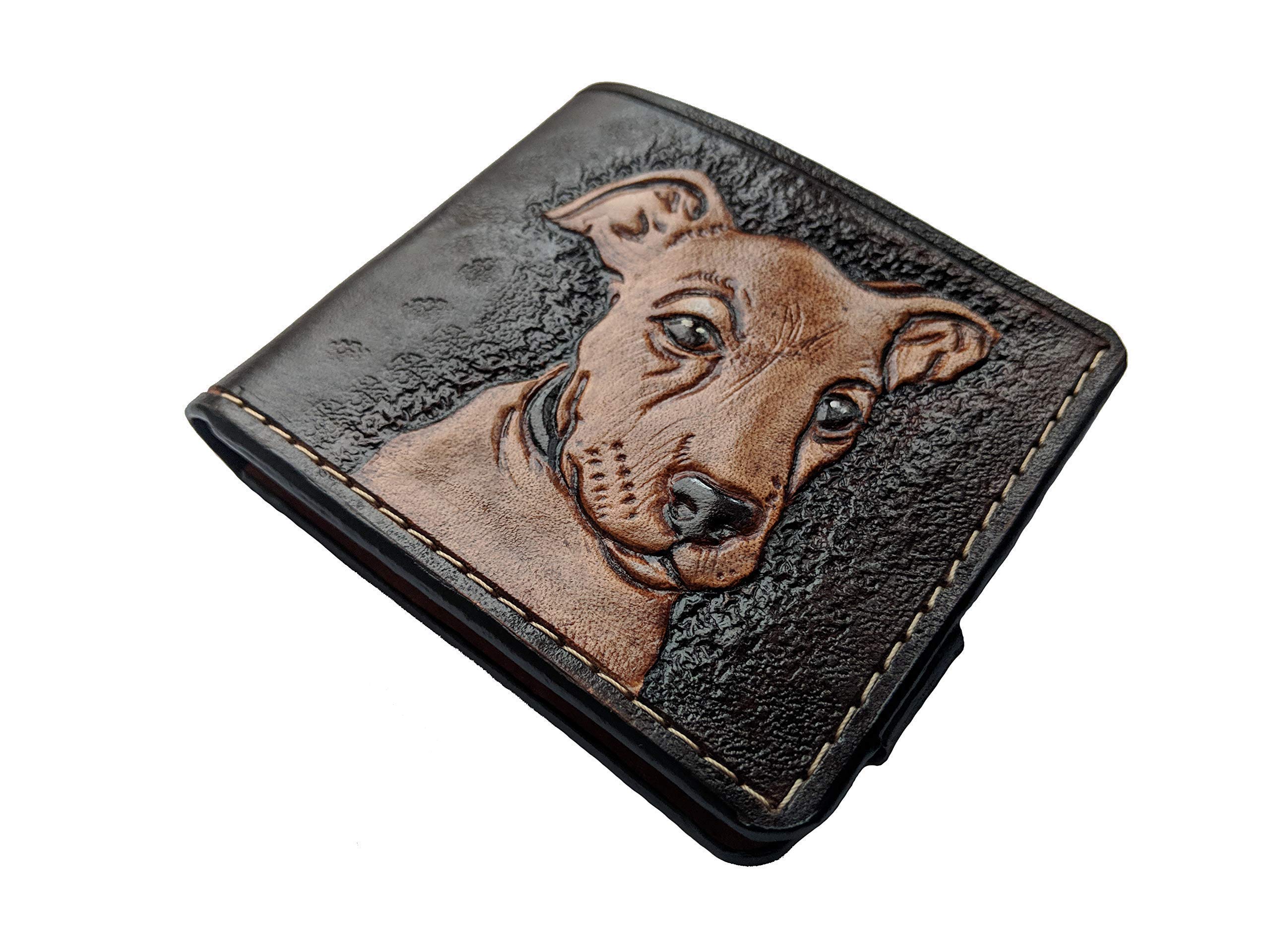 **Handmade 3D Genuine Leather Bifold Wallet for Men - Custom Labrador Retriever Dog & Puppy Carved Design - Personalized Airbrush Art Tooled Wallet - Perfect Gift for Pet Lovers & Animal Enthusiasts**