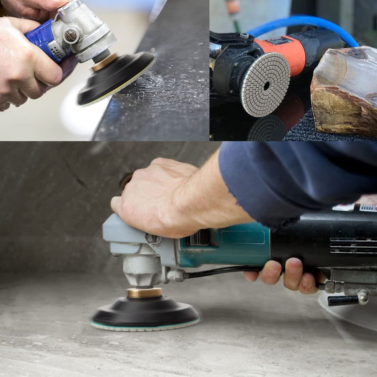 13 Packs 4 Inch Diamond Polishing Pads with 5/8’’-11 Backer Pad - 12PC Wet/Dry Polish Pad Kit for Drill, Grinder & Polisher - 50-8000 Grit Pads for Granite, Marble, Concrete, Stone, Countertop & Quartz Polishing - Perfect for DIY Home Renovation & Professional Stone Restoration Projects