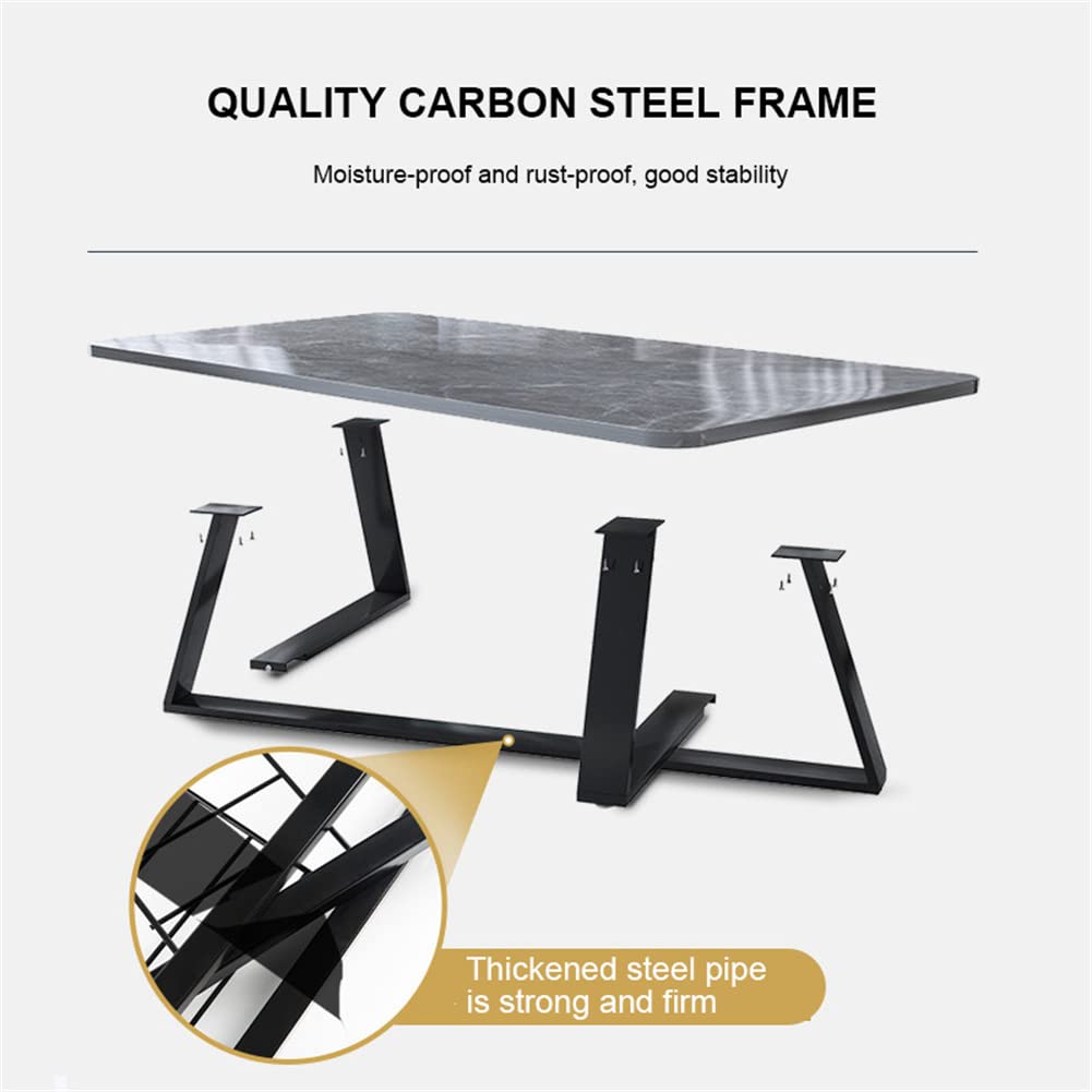Modern Wood Top Rectangular Coffee Table with Metal Frame - Black, 120×60×46cm - Easy to Assemble Living Room Furniture for Home Decor, Office Lounge, and Small Spaces