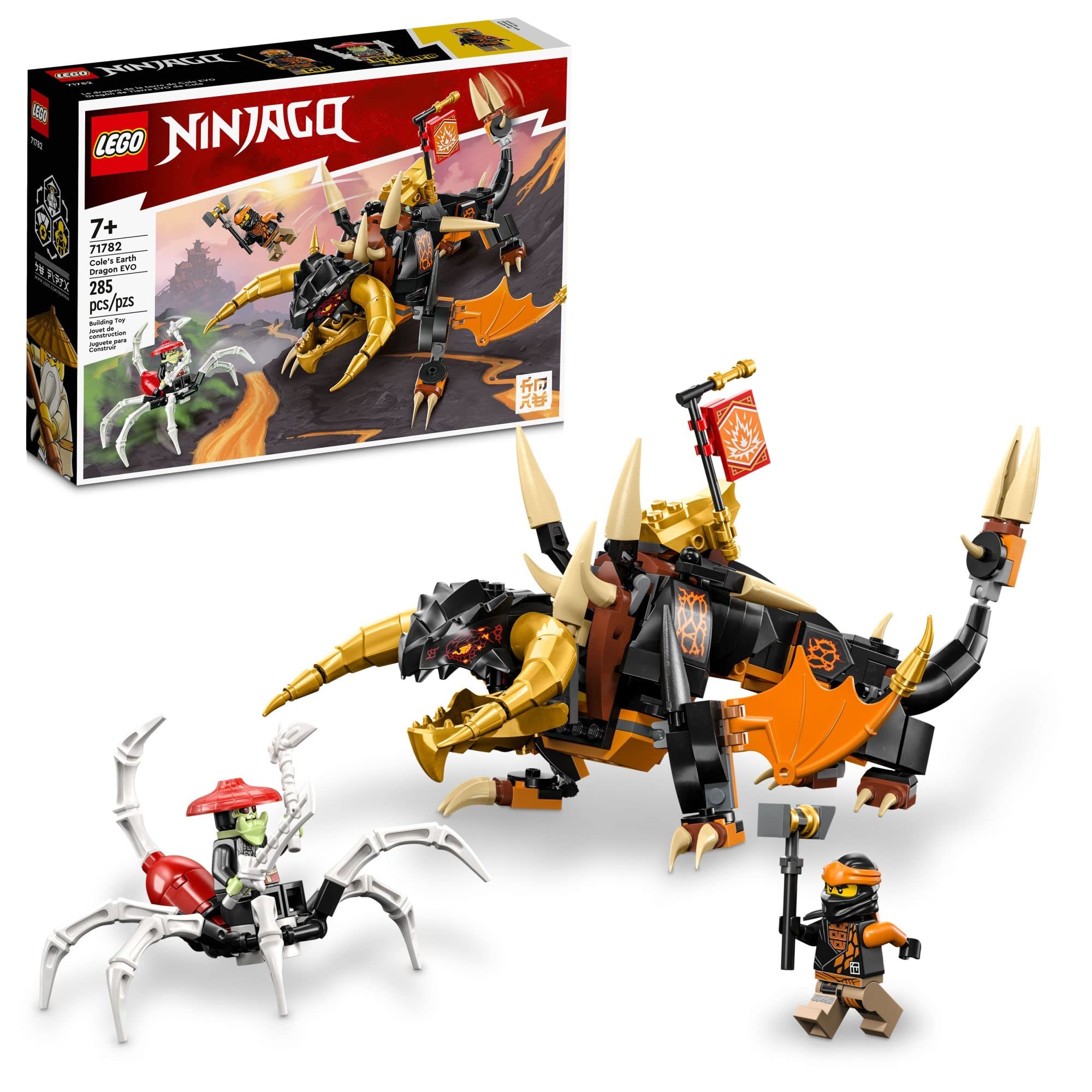 LEGO NINJAGO Cole's Earth Dragon EVO 71782 Building Set - Upgradeable Action Toy with Battle Scorpion Creature & 2 Minifigures - Creative Construction Kit for Kids Boys & Girls Ages 7+ - Perfect for Ninja Battles, Dragon Adventures & Collectible Displays (2023 New Release)