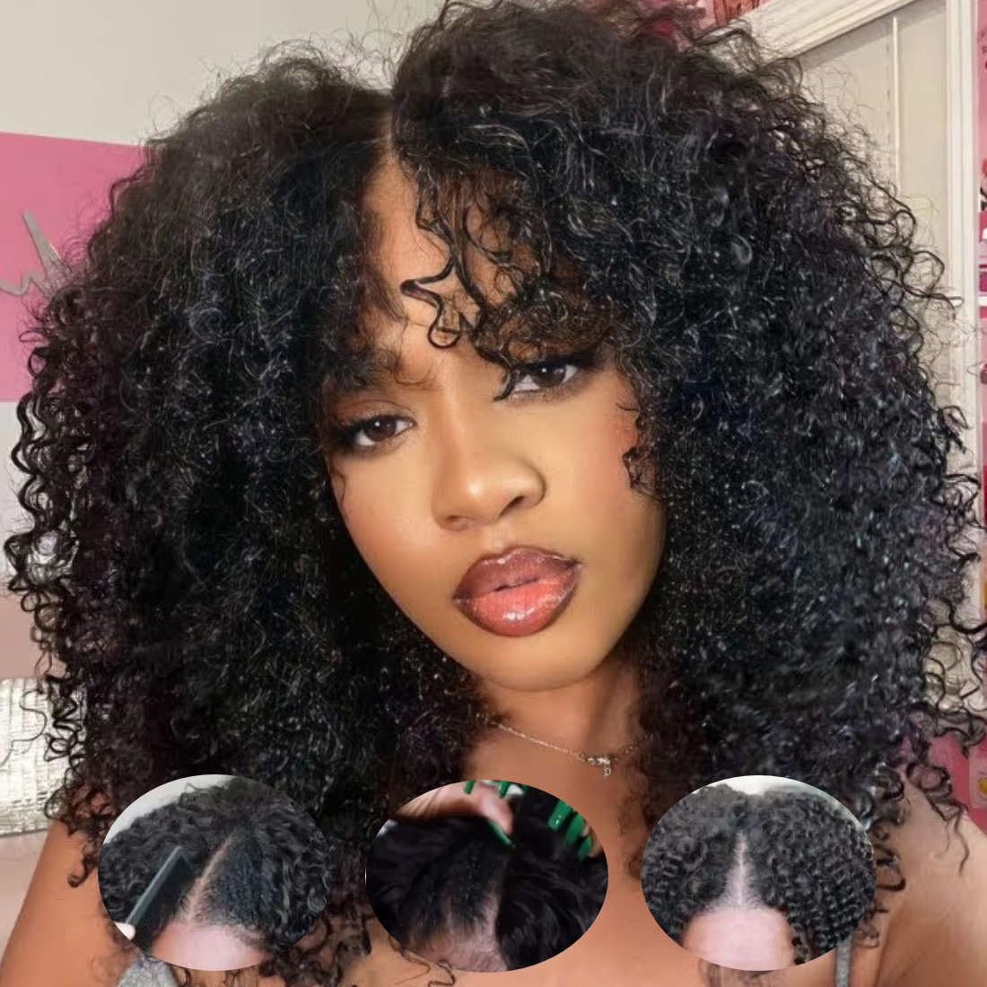 Beauty Forever U Part Human Hair Wig - 10A Grade Brazilian Virgin Hair, 150% Density, 20 Inch Curly Clip-In Wig for Black Women | Glueless, No Leave Out, Natural Color | Perfect for Daily Wear, Parties & Special Occasions