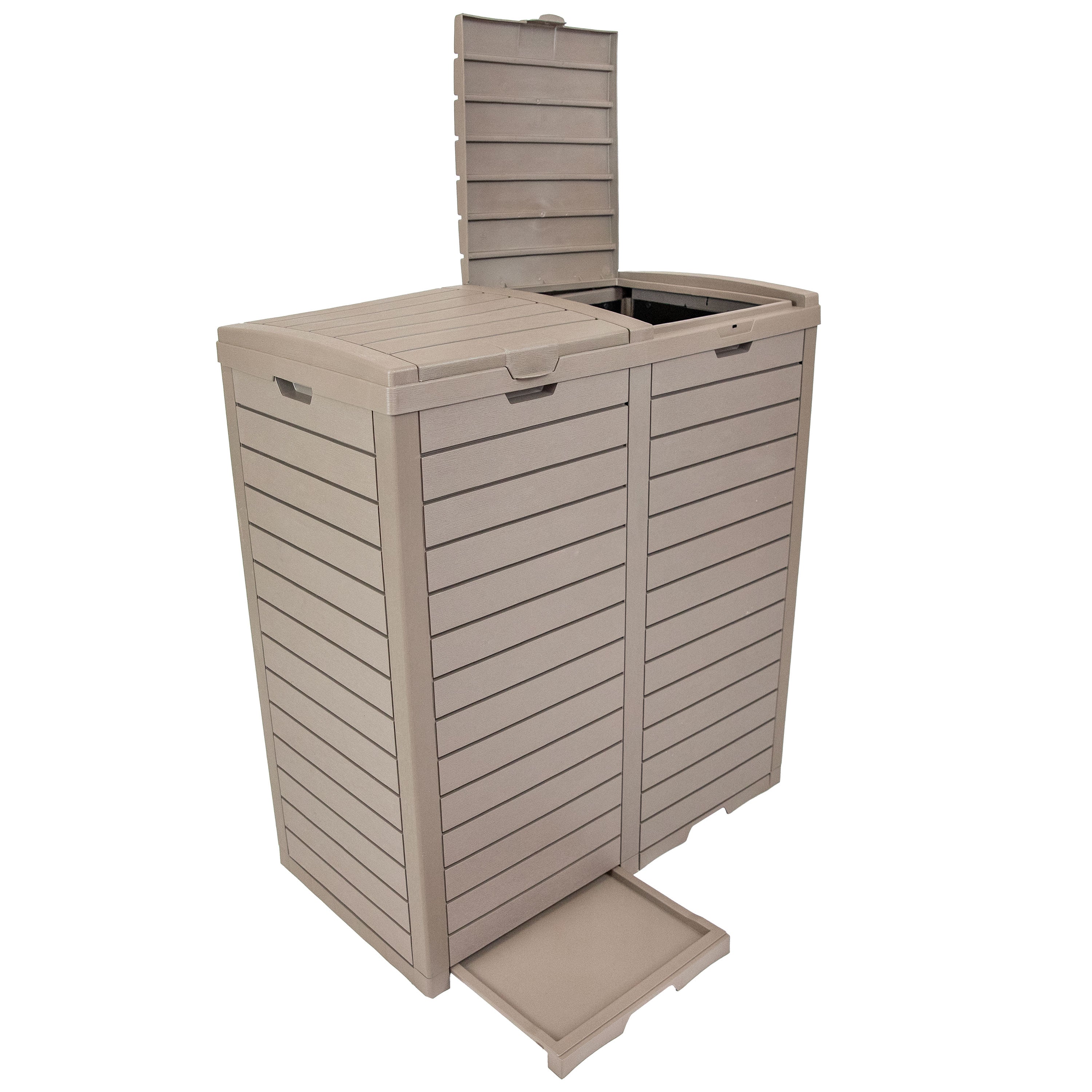 Sunnydaze Outdoor Patio Trash Can with Lid - Durable Waterproof Garbage Bin for Backyard, Deck, Poolside & Garden Waste Disposal