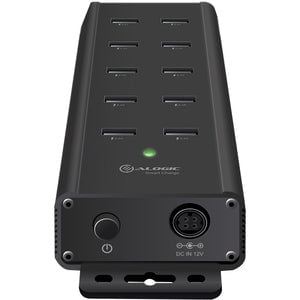Alogic 10-Port USB Charger Station - 100W Fast Charging with Smart Charge Technology, 12V DC Input & 5V/2.4A Output - Ideal for Home, Office, Travel, and Multi-Device Charging (1-Pack)