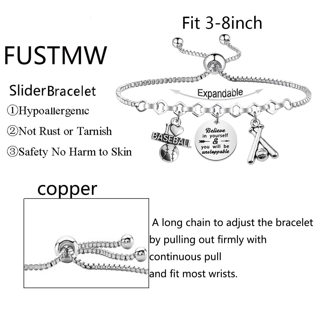 FUSTMW Baseball Keychain - Unique Softball Player Charm Gift for Baseball Moms & Players - Inspirational Baseball Jewelry for Fans - Perfect for Game Days, Team Gifts & Sports Enthusiasts