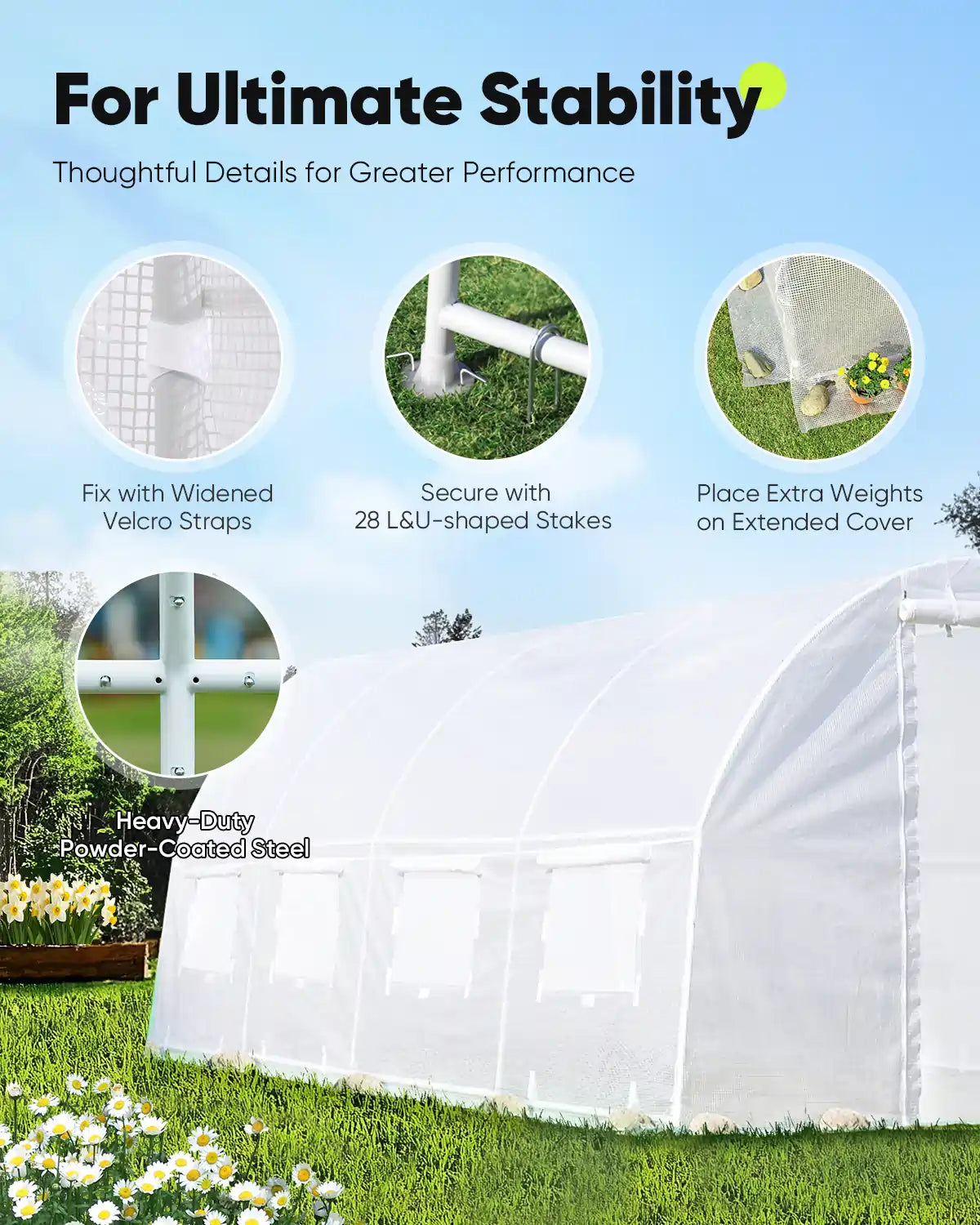 20' x 10' x 6.6' Large Walk-in Greenhouse for Outdoor Gardening - Perfect for Growing Vegetables, Flowers & Plants Year-Round