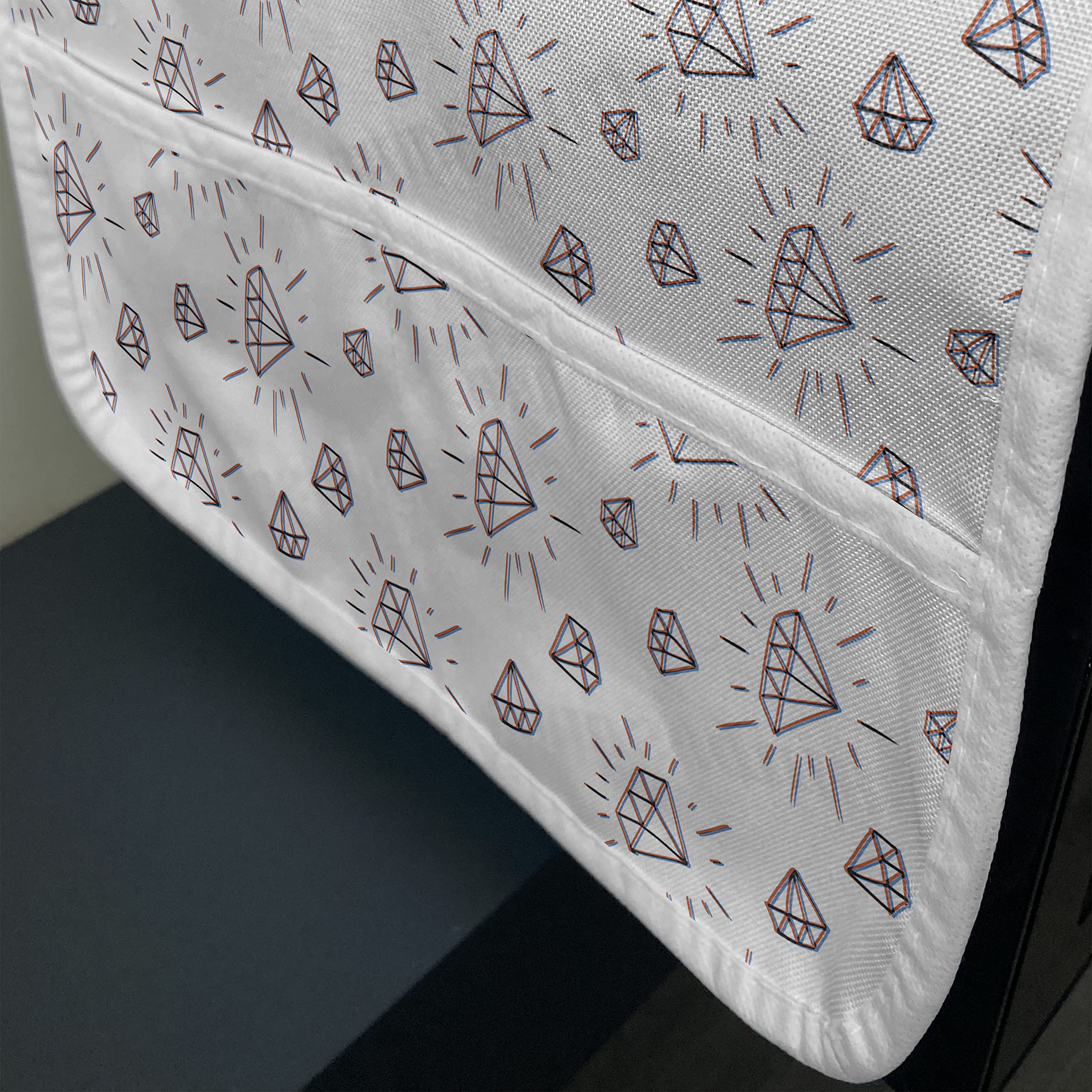 Ambesonne Diamonds Microwave Cover - Hand Drawn Doodle Style Crystal Design with Chevron Stripes & Triangles, Waterproof Kitchen Organizer with Pockets, 36 x 12 Inches, Black & White - Perfect for Microwave Protection & Kitchen Storage