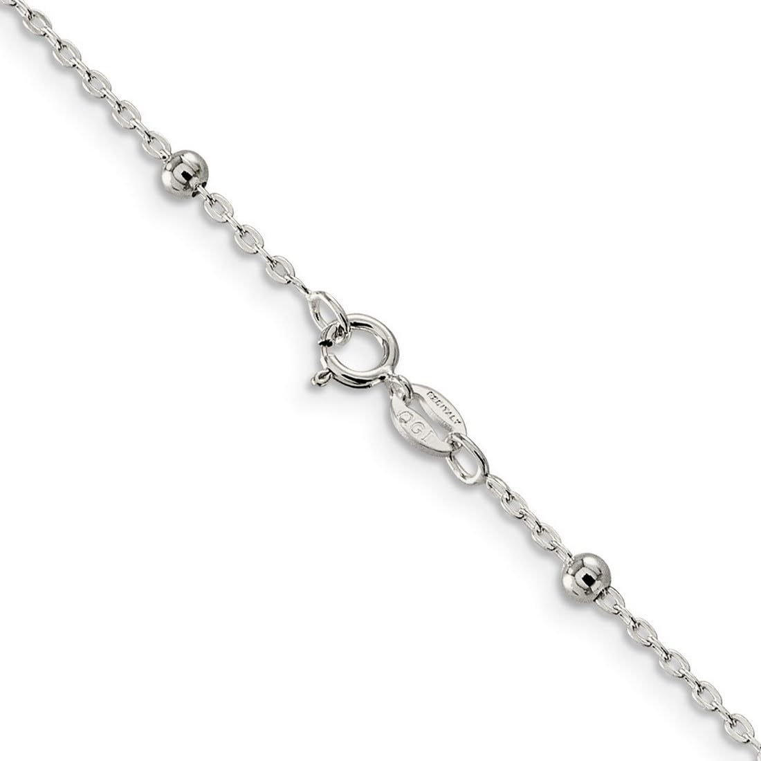 925 Sterling Silver 1mm Beaded Chain Necklace - 24 Inch Polished Spring Ring Closure | Dainty Jewelry for Women & Men | Perfect for Layering, Gift Giving & Everyday Wear