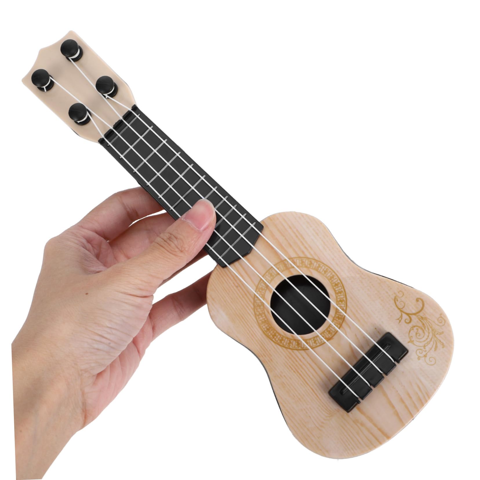 TOYANDONA Mini Ukulele Guitar Toy - 21 Inch Small Plastic Ukulele for Kids Beginners, Musical Instrument Gift for Toddlers & Children (White & Beige) - Perfect for Birthday Gifts, Music Lessons & Early Childhood Education