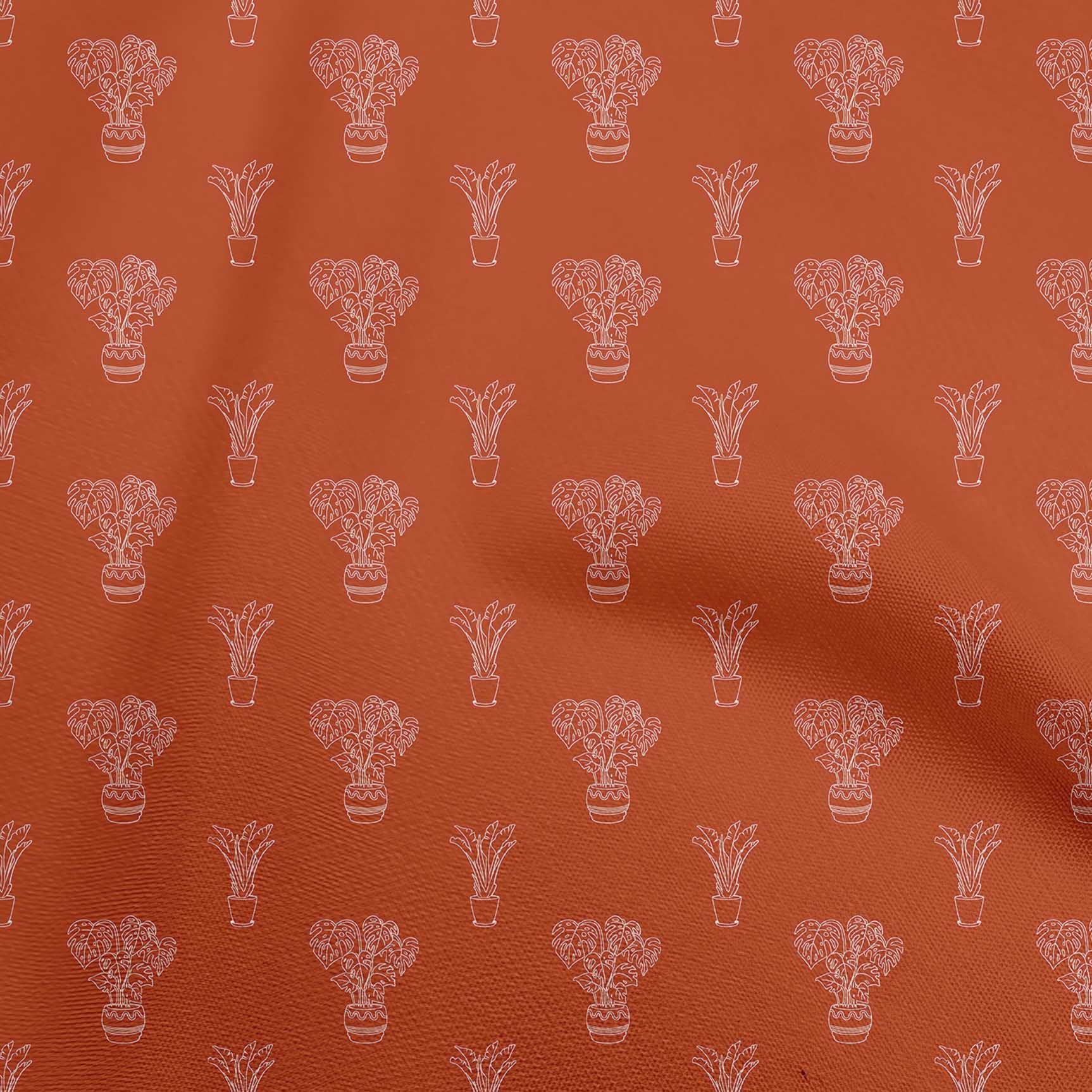 Premium 100% Cotton Jersey Orange Fabric for House Plants, DIY Craft Projects, Home Decor - Printed by The Yard, 58 Inch Wide - Perfect for Sewing, Quilting, and Upholstery