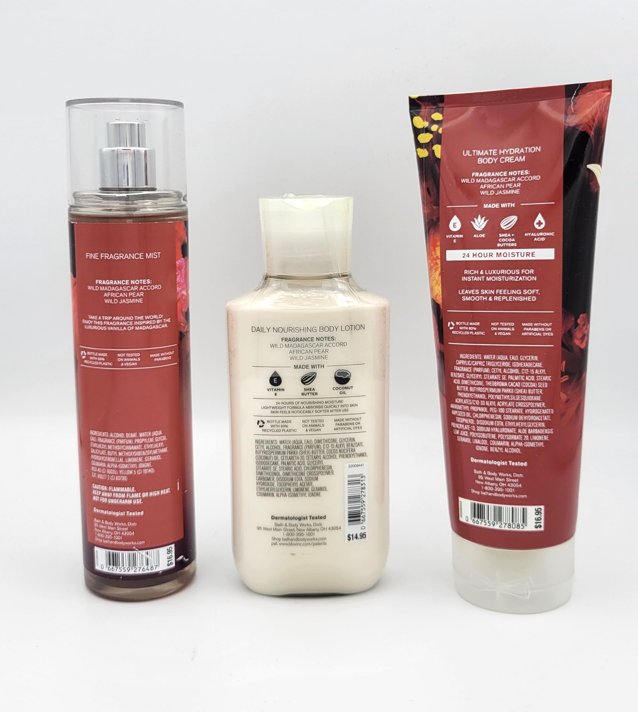 Madagascar Vanilla 3-Piece Bath & Body Gift Set - Fragrance Mist, Body Lotion & Cream (8 oz Each) | Luxurious Moisturizing Skincare for Women, Perfect for Spa Day & Self-Care Gifts