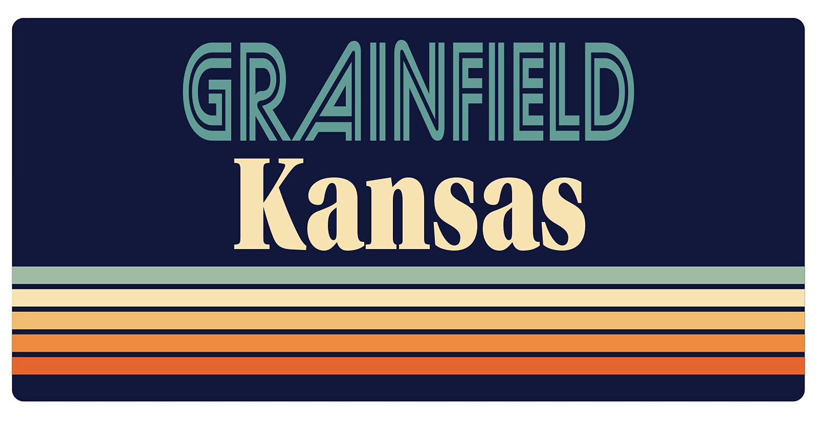 Grainfield Kansas 5 x 2.5-Inch Retro Fridge Magnet - Vintage Souvenir & Decorative Kitchen Accessory for Refrigerators, Whiteboards & Metal Surfaces