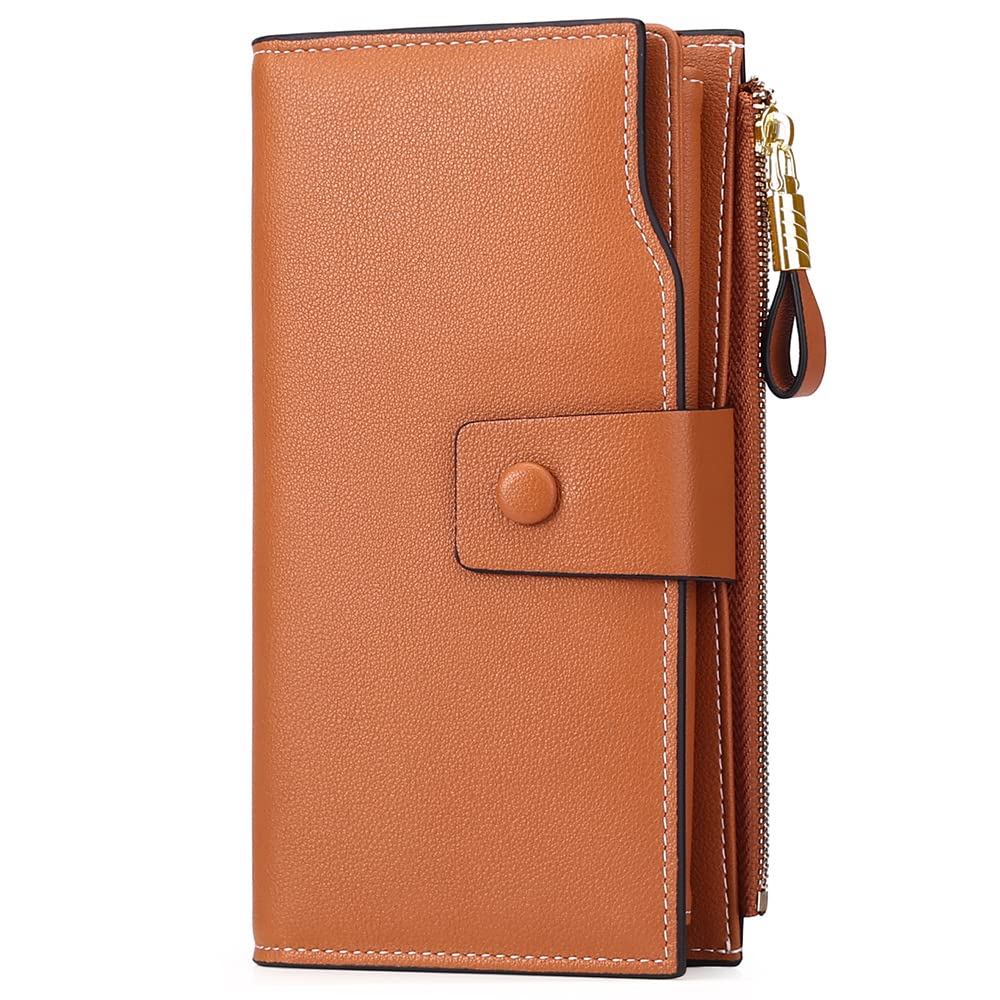 GAEKEAO Women's RFID Blocking Leather Wallet - Large Capacity Purse with Multiple Card Slots & Zipper Coin Pocket | Perfect for Everyday Use, Travel & Gift Giving