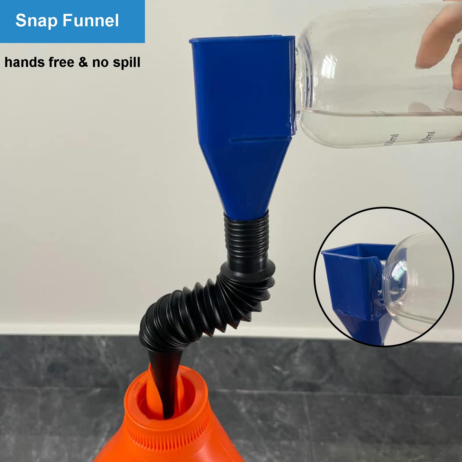 4PCS Retractable Auto Fuel Funnels - Flexible Snap-On Oil Change Funnel for Cars, Trucks & Motorcycles - Perfect for Engine Oil Changes, Fluid Draining & Bottle Filling - Durable Automotive Funnel Set with Clip Design
