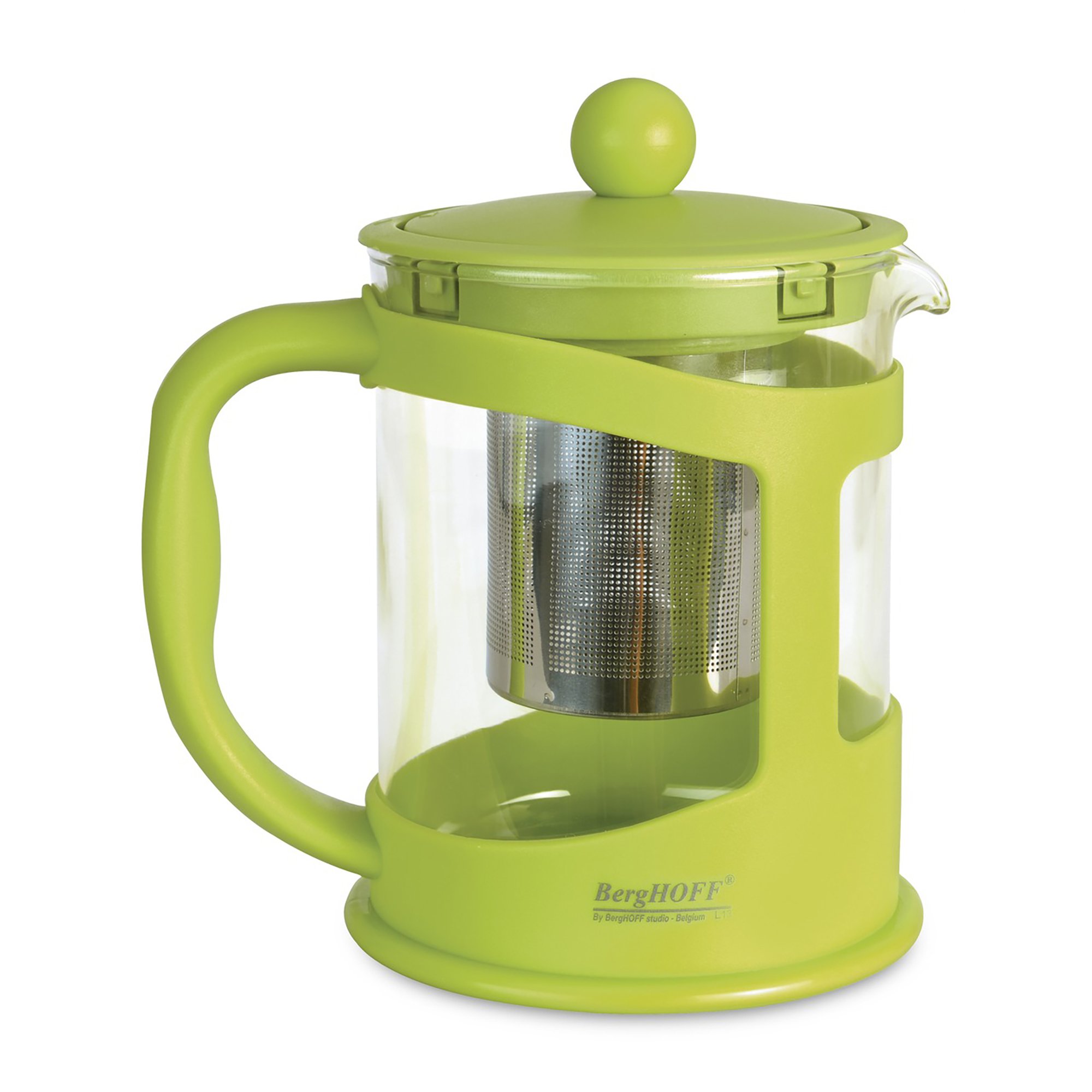 BergHOFF Studio 4.24 Cup Glass Tea Maker with Infuser - Lime Green - Perfect for Iced Tea, Herbal Tea & Loose Leaf Tea Brewing at Home or Office